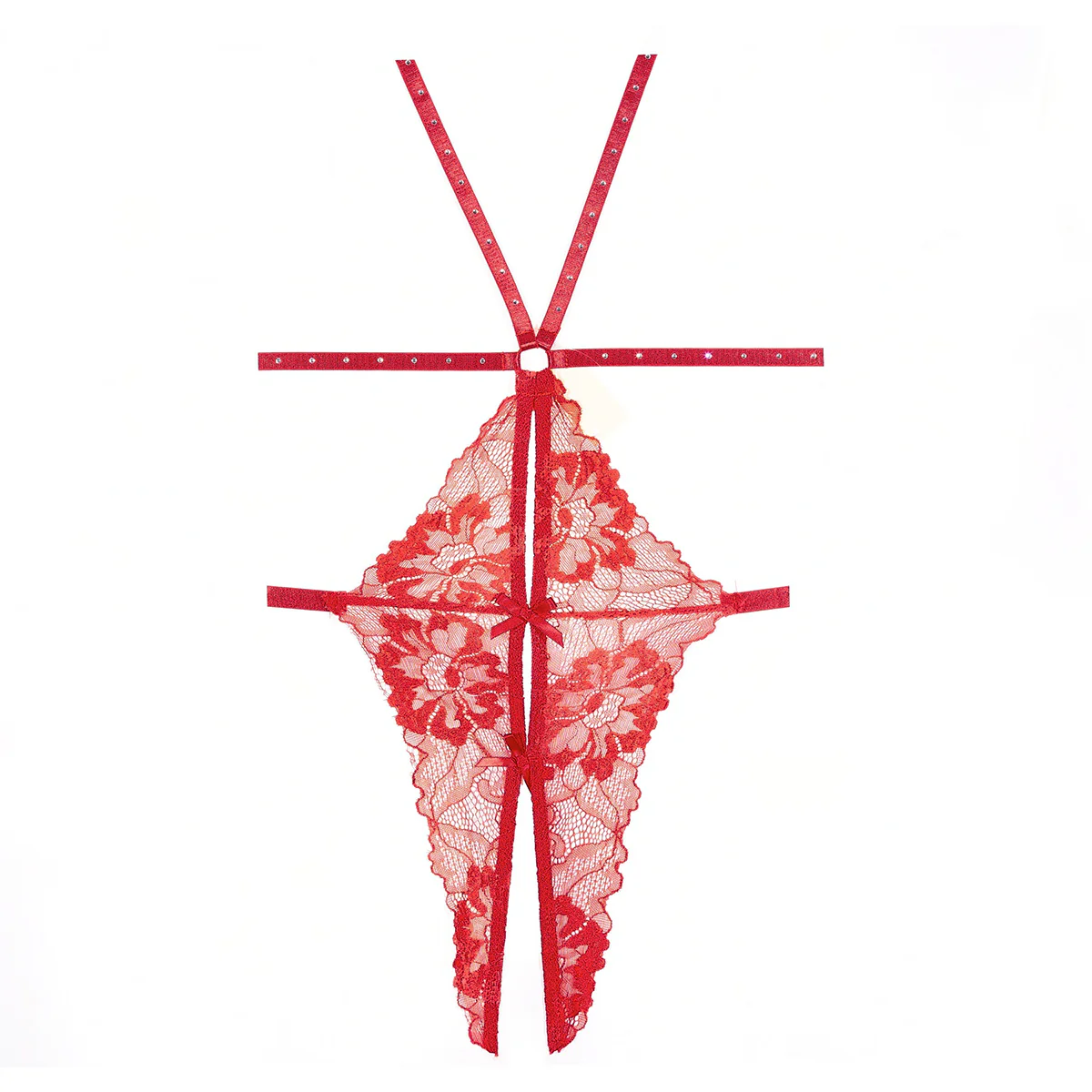 Allure Lilly Lace Open Teddy – Red