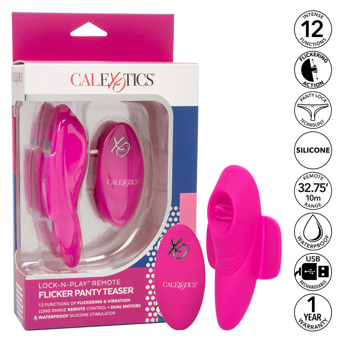 Calexotics - Lock-N-Play Remote Flicker Panty Teaser – Pink
