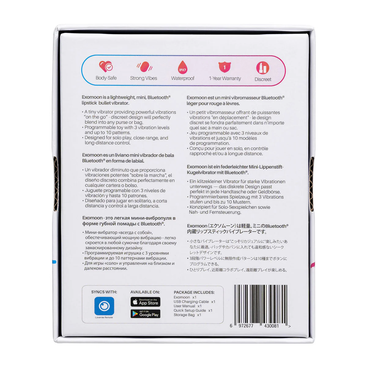 Lovense - Exomoon- Bluetooth® Mini Lipstick Vibrator