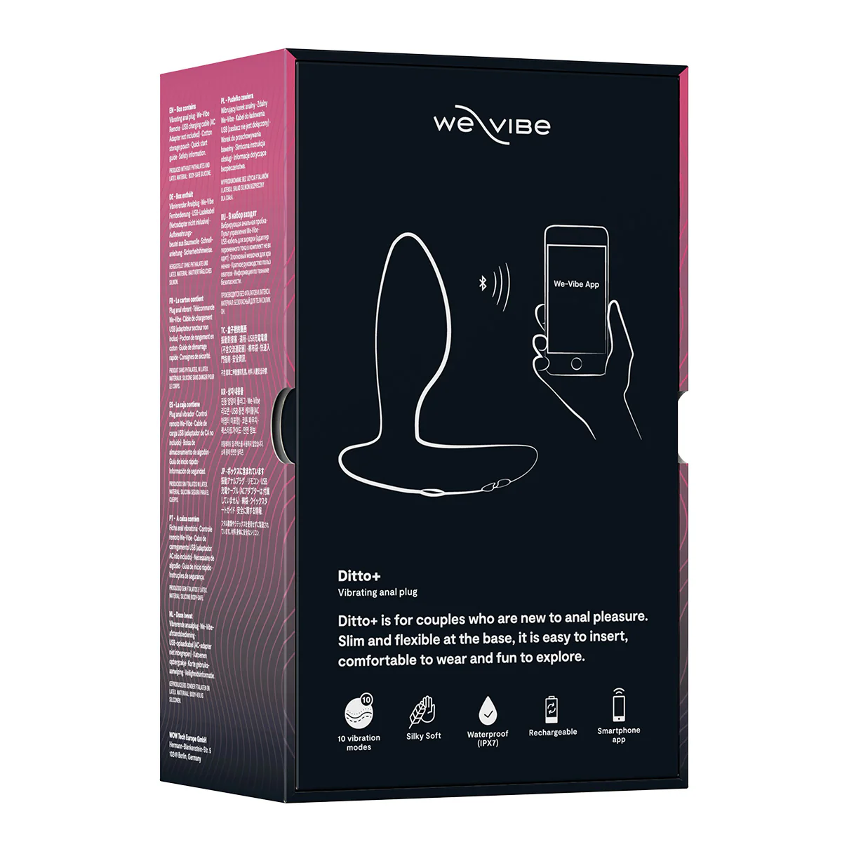 We-Vibe® - Ditto+ - Vibrating Anal Plug with Remote - Satin Black