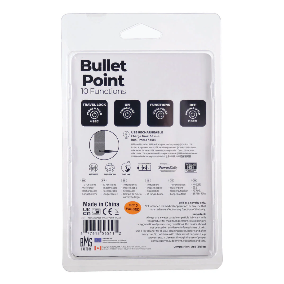 PowerBullet Bullet Point – Bullet Vibrator – USB Rechargeable – Black