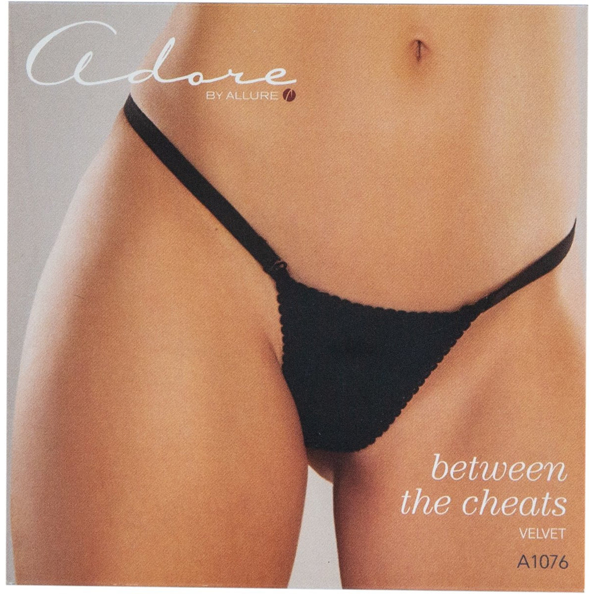 Allure Adore – Velvet with Picot Trim G-String - Black