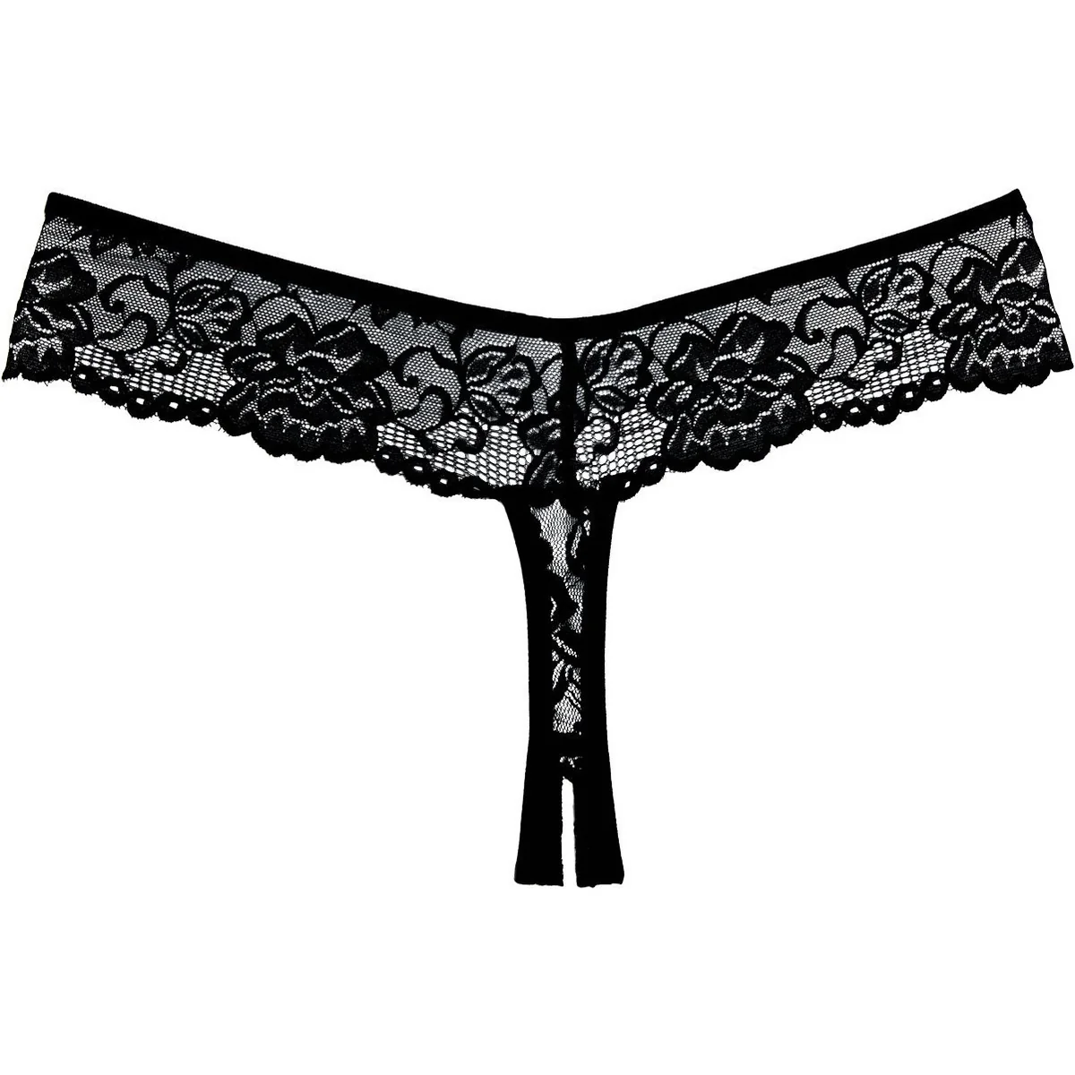Allure Adore – Lace Crotchless Thong/ Panty - Black