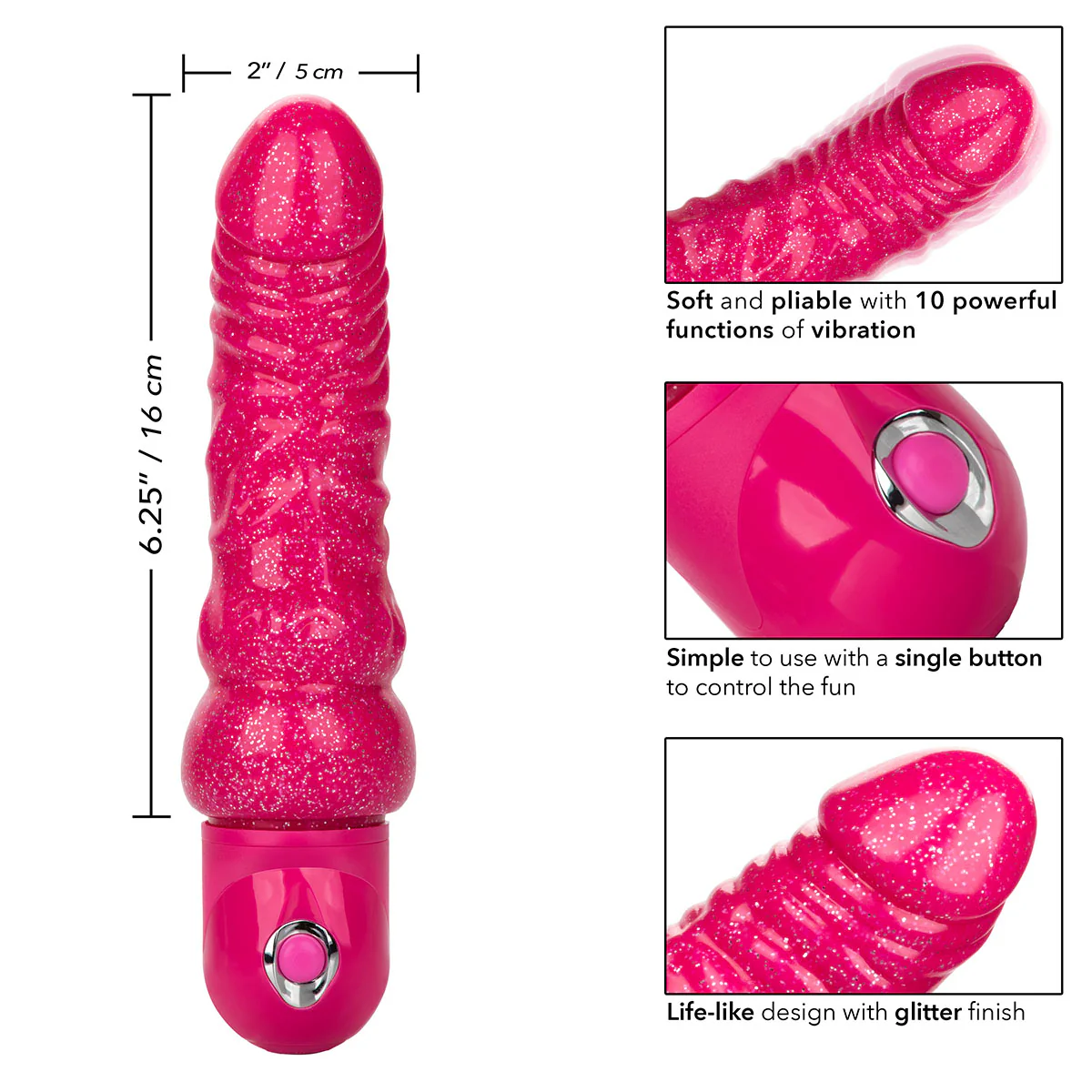CalExotics Naughty Bits - Lady Boner - Bendable Vibrating Dildo