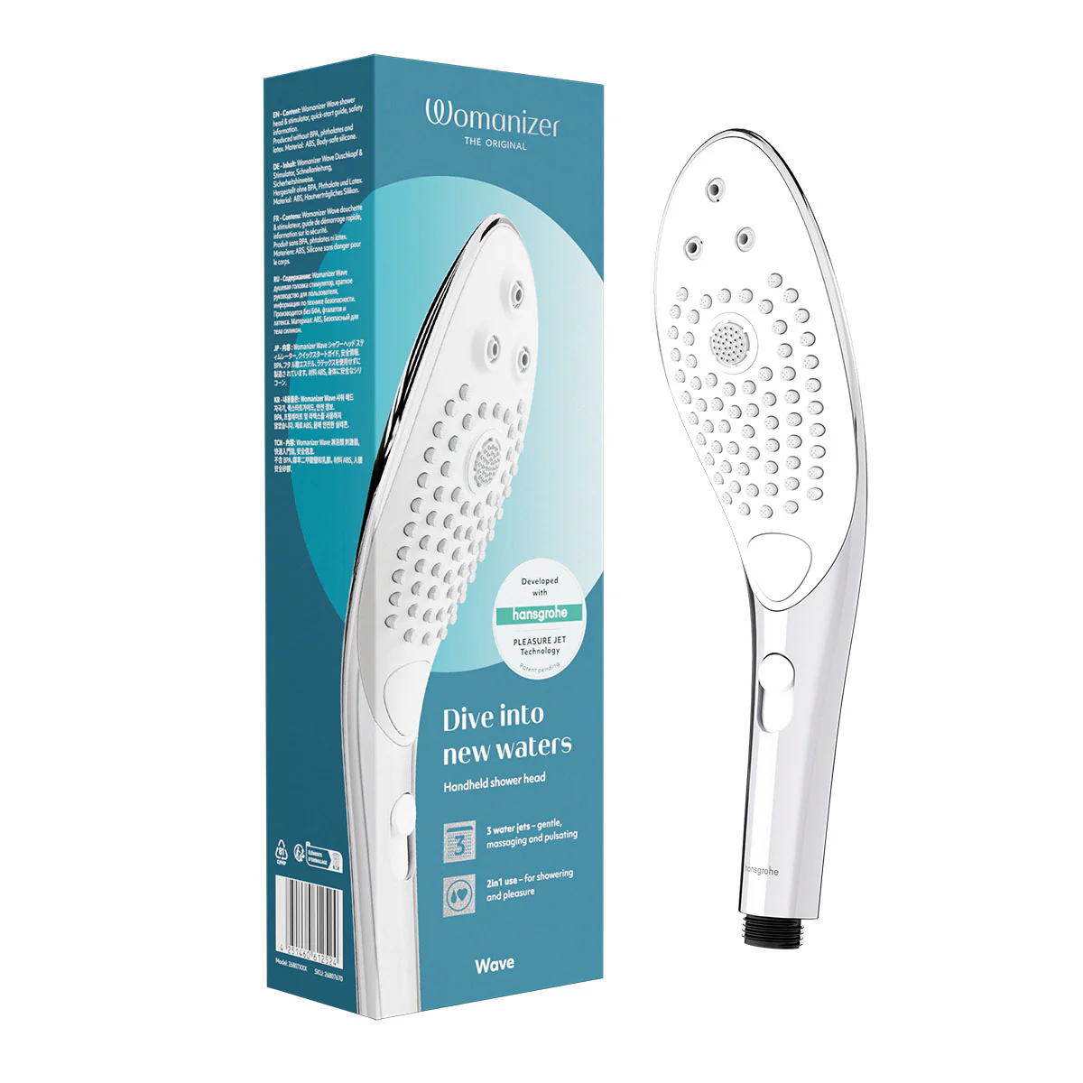Womanizer® - Wave - Combined Shower Head & Water Massage Clitoral Stimulator - Chrome
