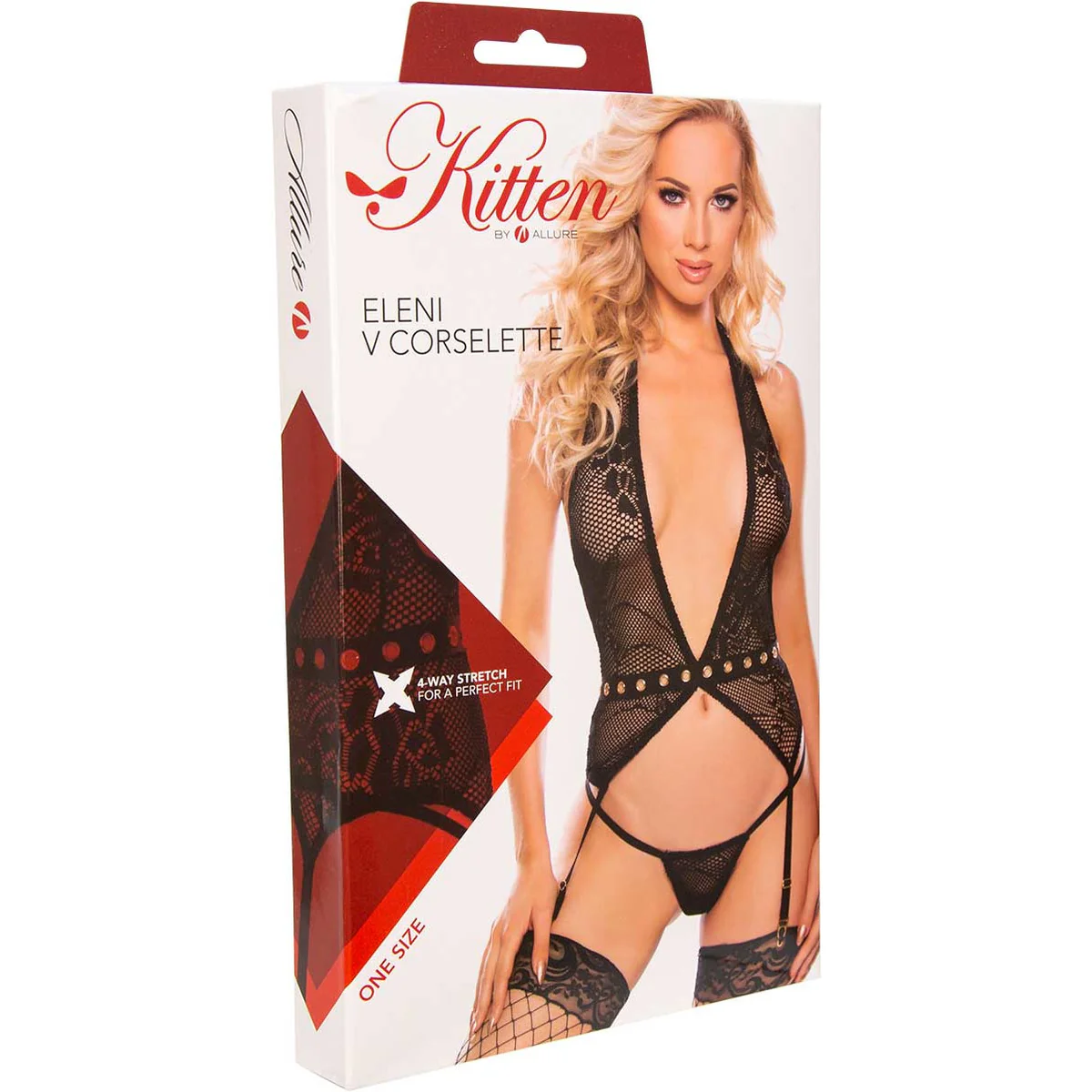 Allure Kitten - Eleni V Corselette - One Size Fits Most - Black