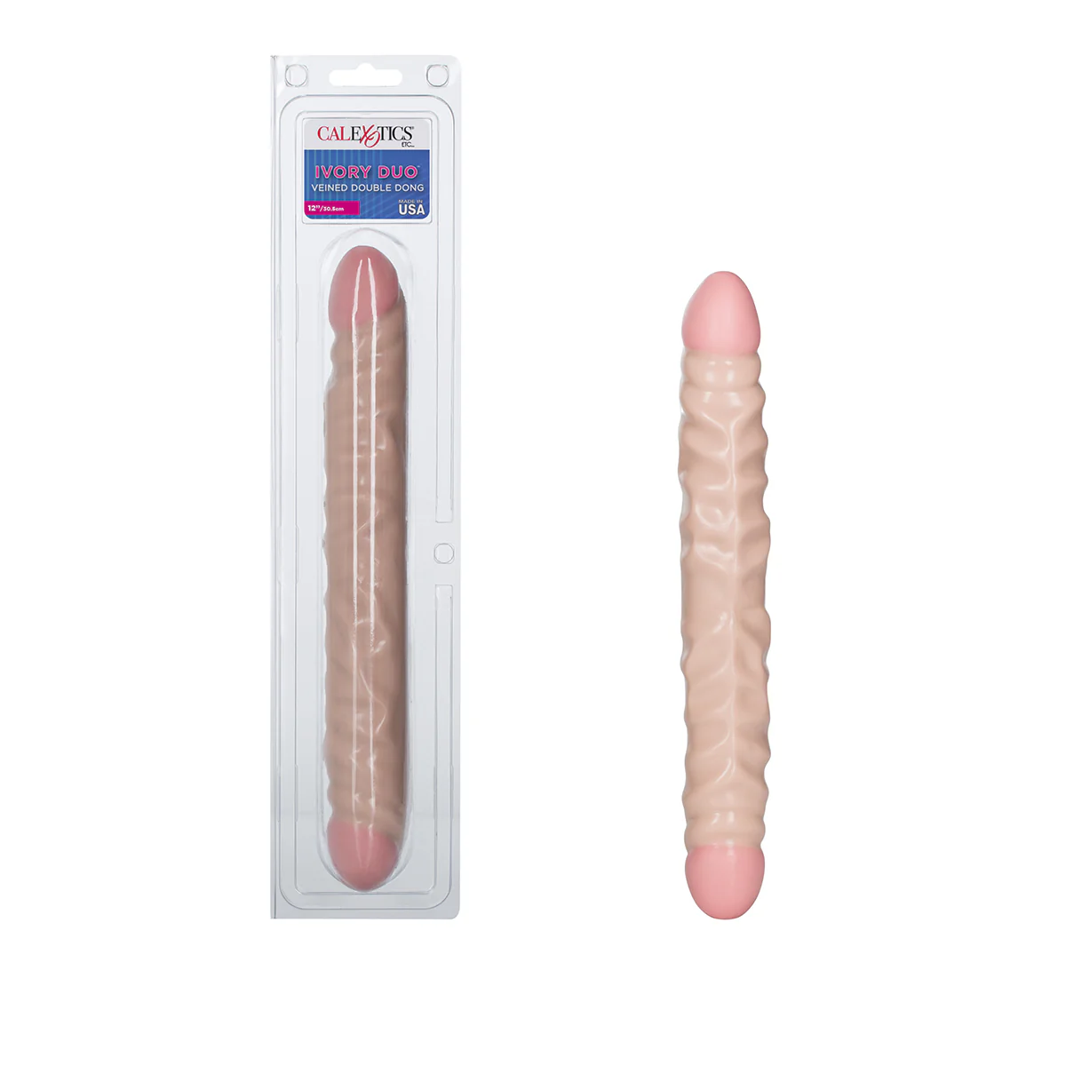 CalExotics Ivory Duo – Veined Double Ended Dong