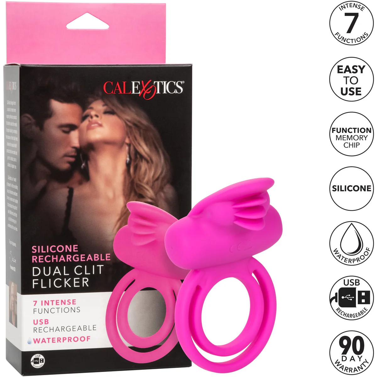 CalExotics Dual Clit Flicker/Cock Ring – Pink