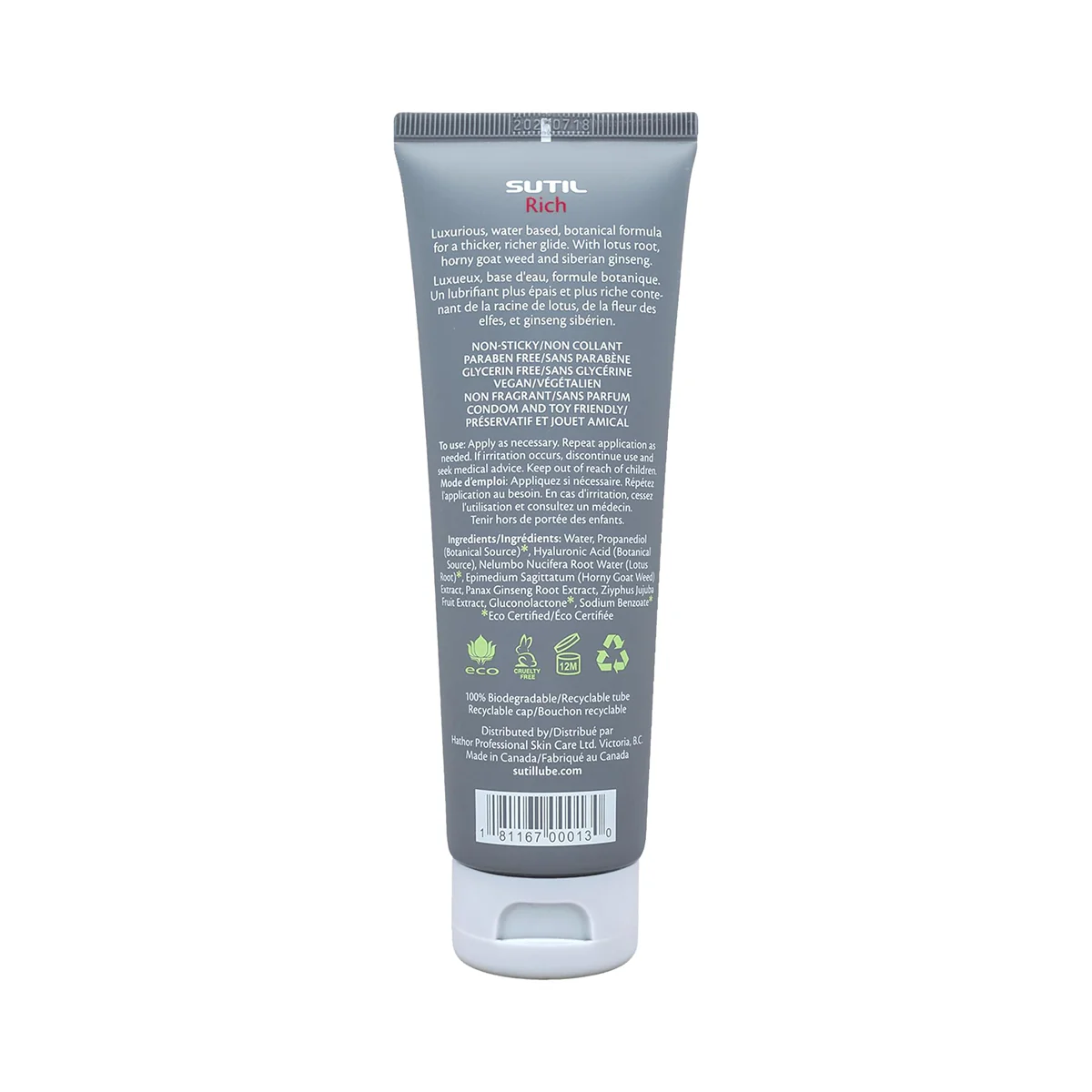 SUTIL Rich Water Based Personal Lubricant – 2 oz/4 oz/8 oz