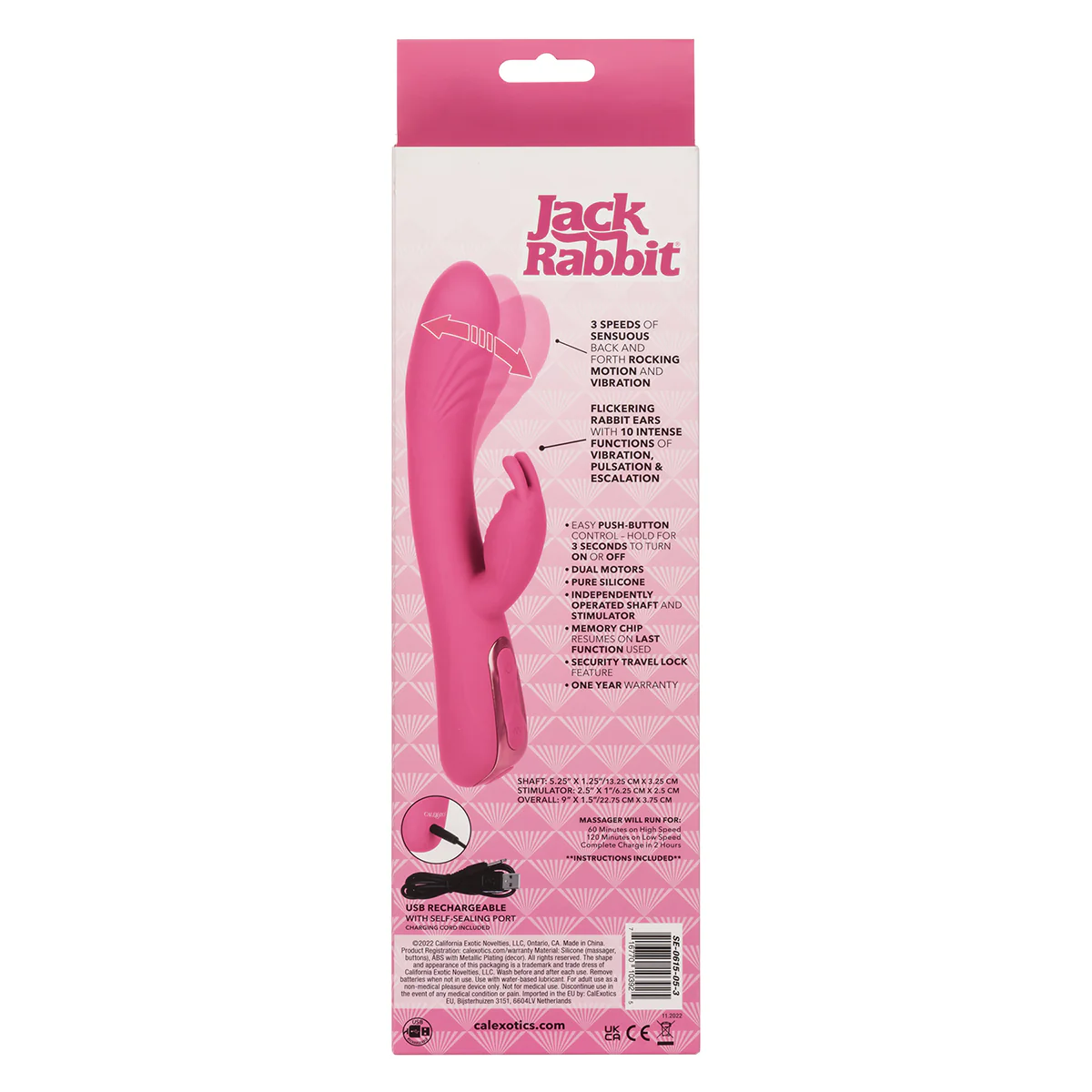 CaleXOtics Jack Rabbit Elite Beaded G Rabbit – Pink