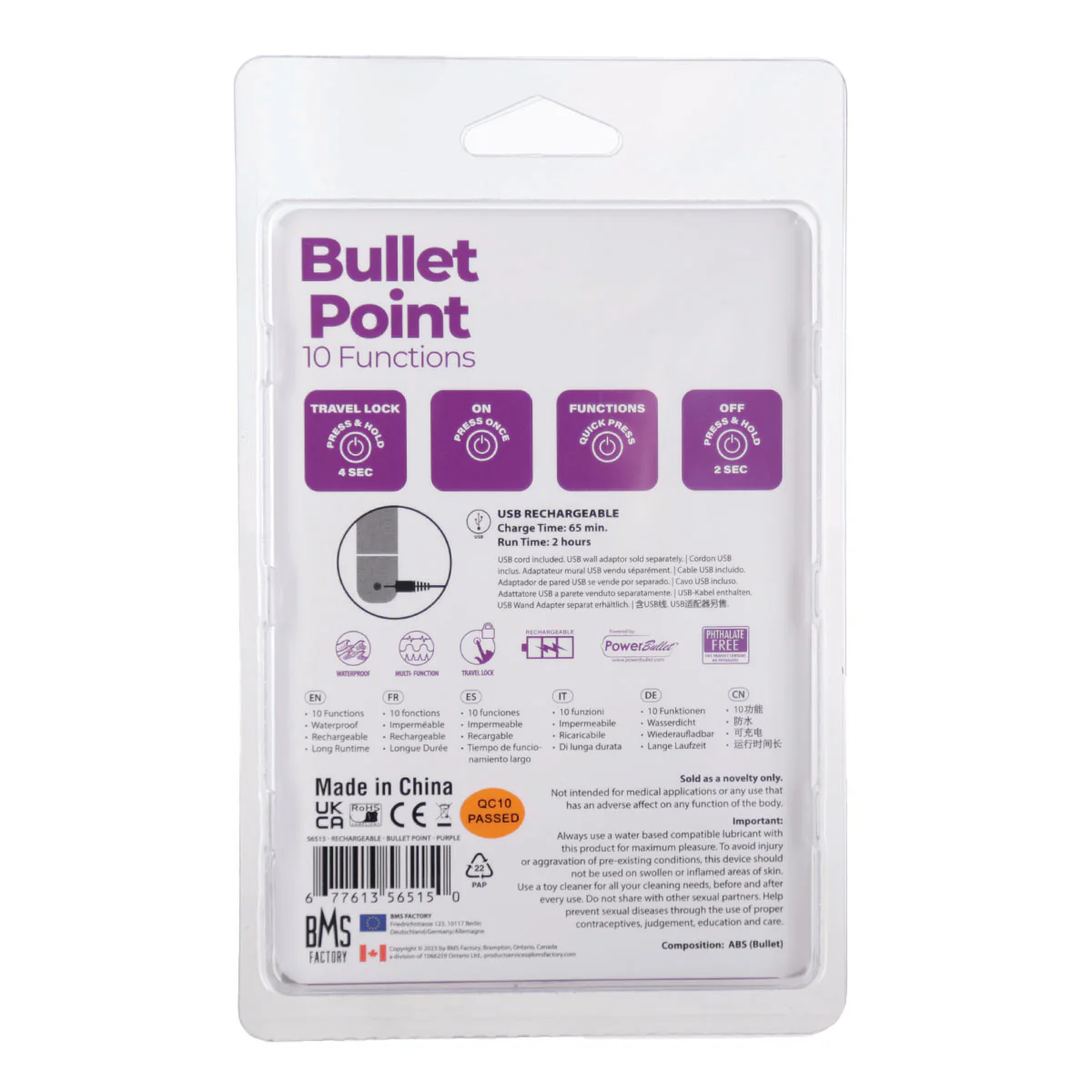 PowerBullet Bullet Point – Bullet Vibrator – USB Rechargeable – Purple