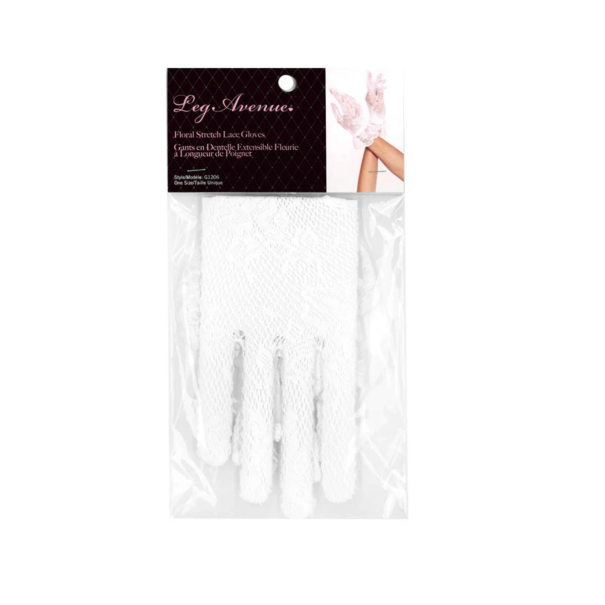Leg Avenue® - Floral Stretch Lace Gloves – White – OS