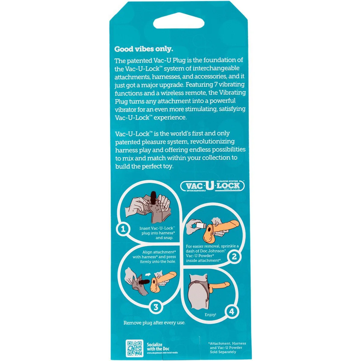 Doc Johnson Vac-U-Lock– Vibrating Plug with Remote (Harness Accessory)