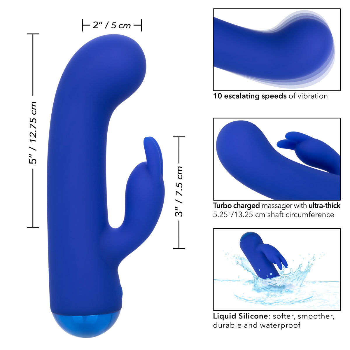 CaleXOtics – Thicc – Chubby Bunny - Liquid Silicone Vibrator - Blue