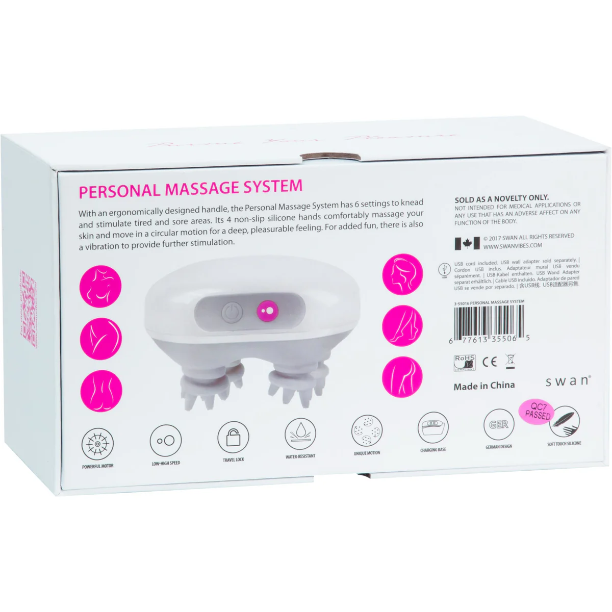 Swan Personal Massage System with USB Charging Cord
