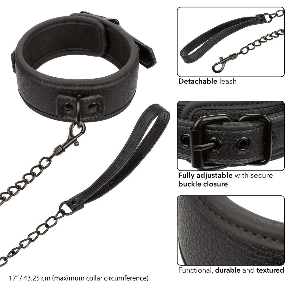 CaleXOtics Nocturnal Collection Collar & Leash - Black