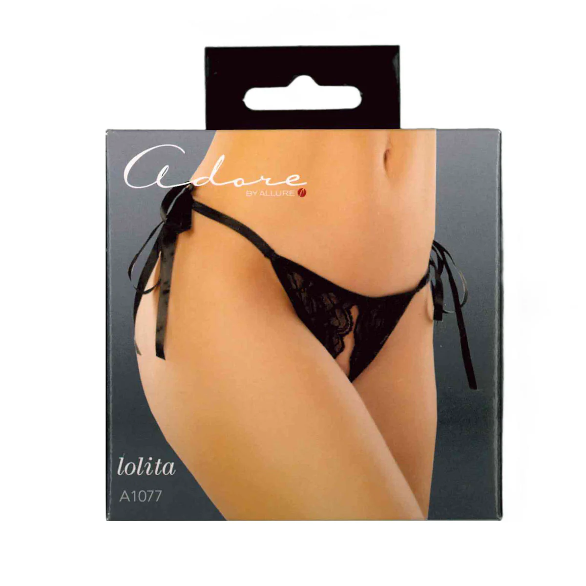 Allure Adore – Crotchless Scalloped Lace Lolita Panty - Black