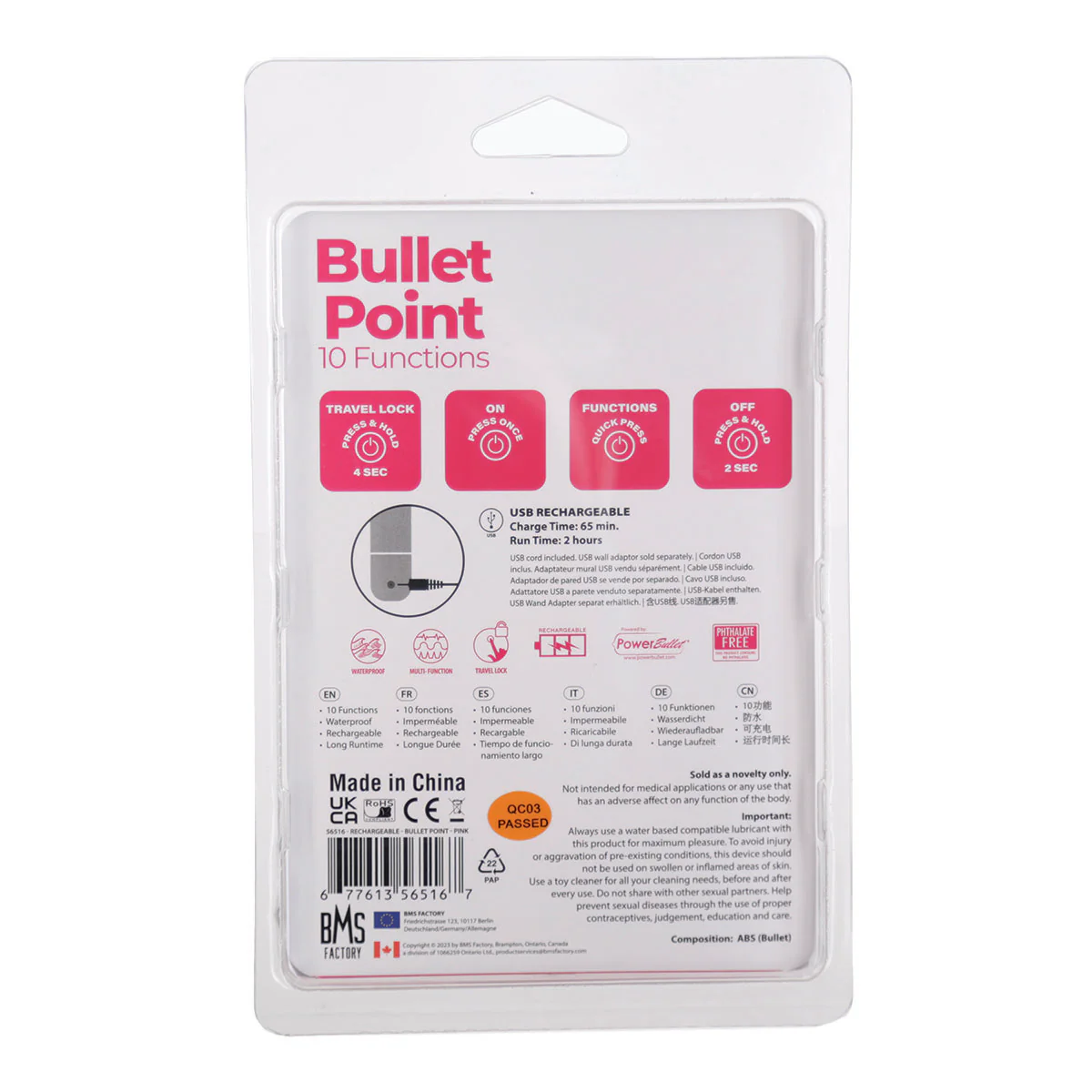 PowerBullet Bullet Point – Bullet Vibrator – USB Rechargeable – Pink