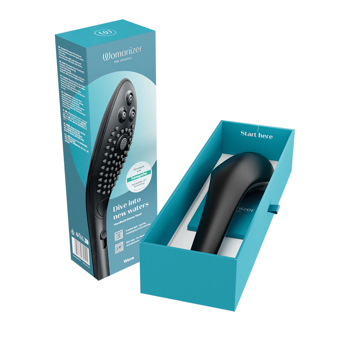 Womanizer® - Wave - Combined Shower Head & Water Massage Clitoral Stimulator - Black