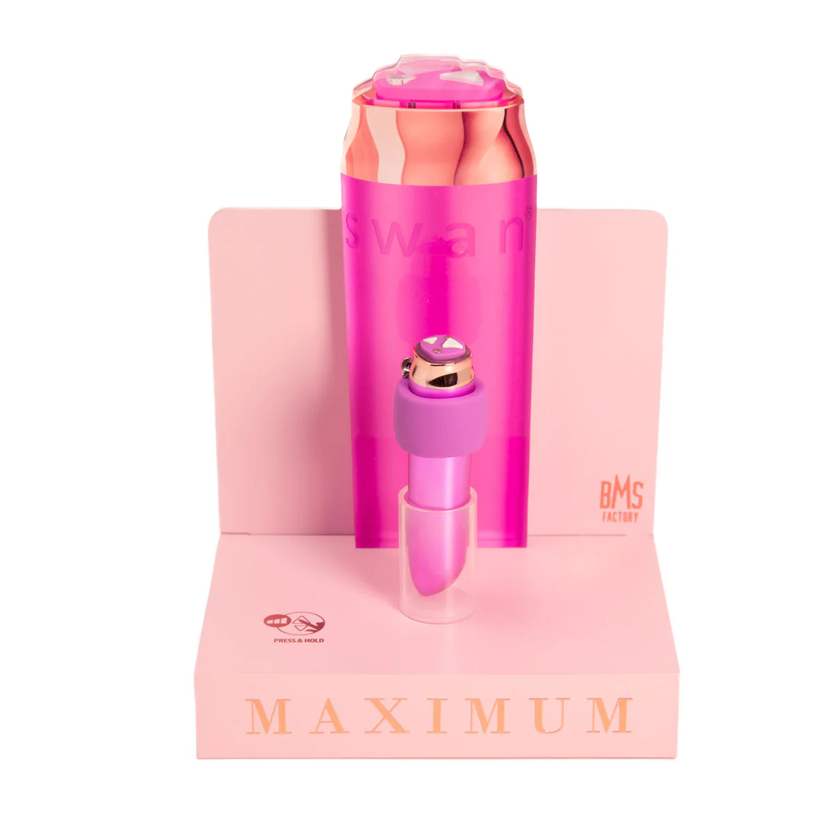 Swan®- Maximum - Bullet Vibrator & Silicone Comfy Cuff Display Stand with Tester