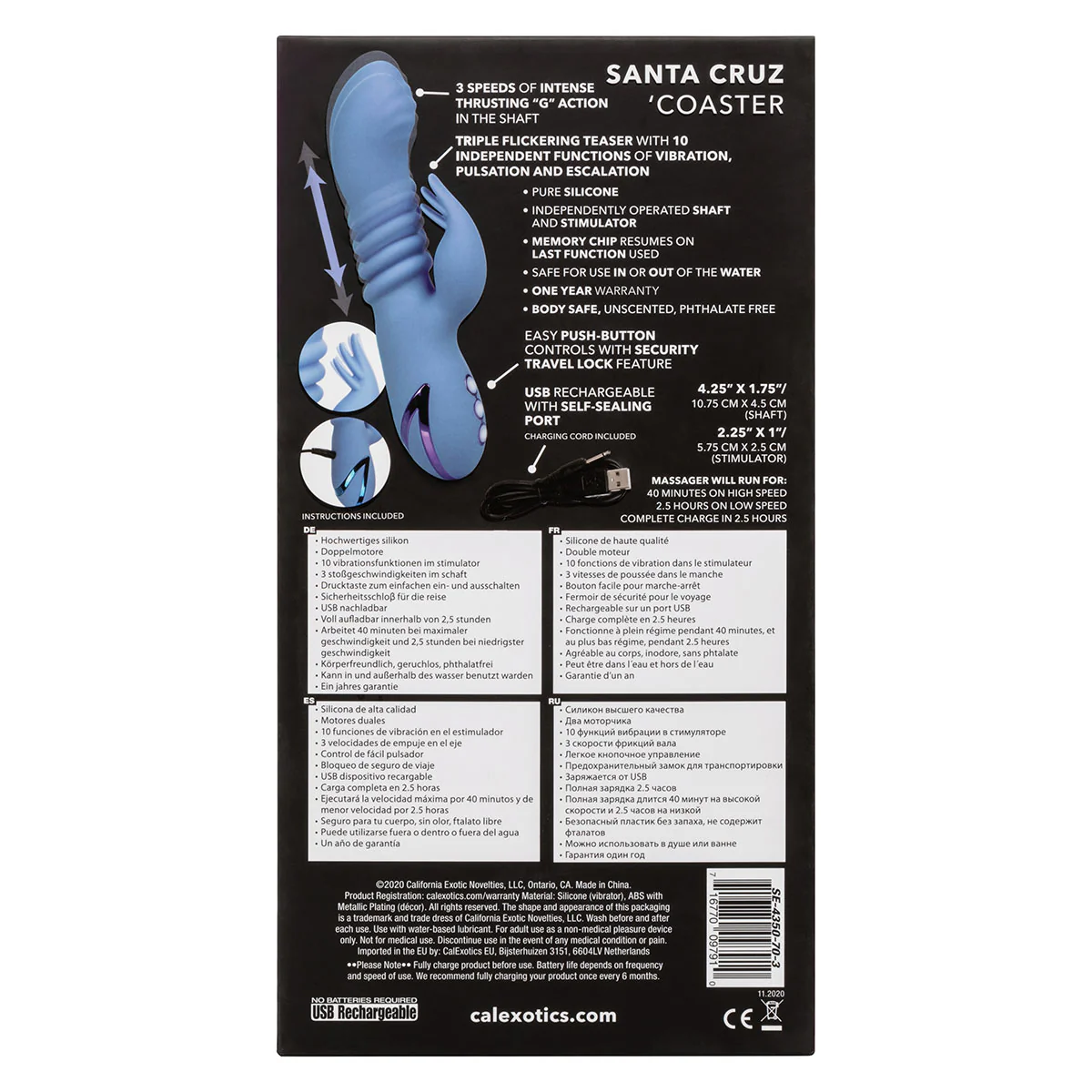CalExotics California Dreaming – Santa Cruz Coaster Dual Vibrator – Blue