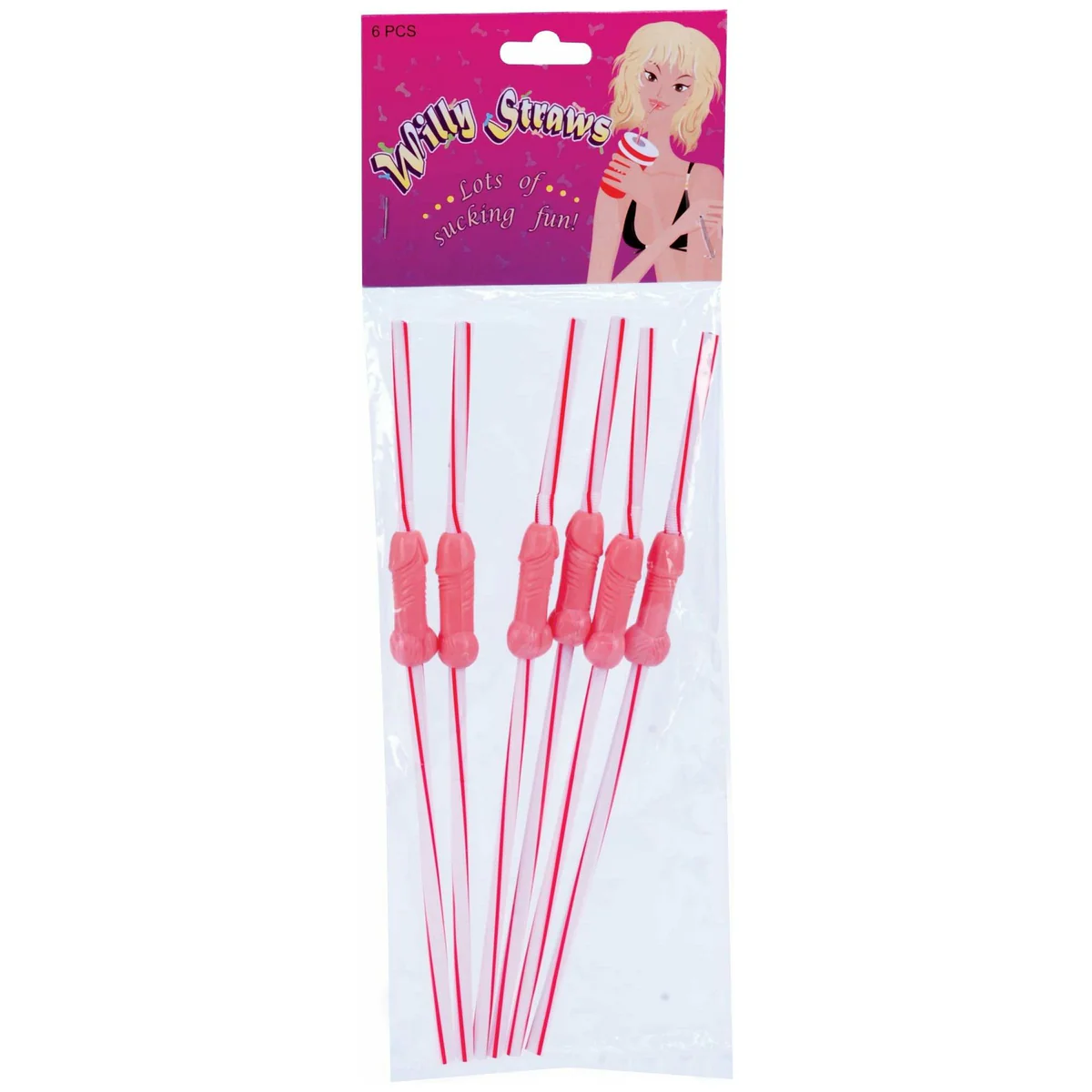 TYTF Bendable Willy Straws- Flesh - 6pk