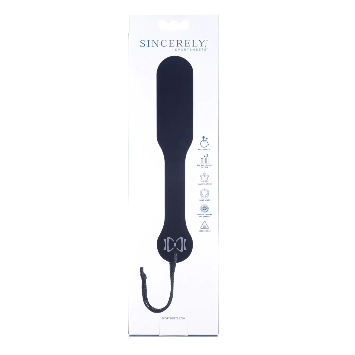 Sportsheets Sincerely Bow Tie Acrylic Paddle - Black