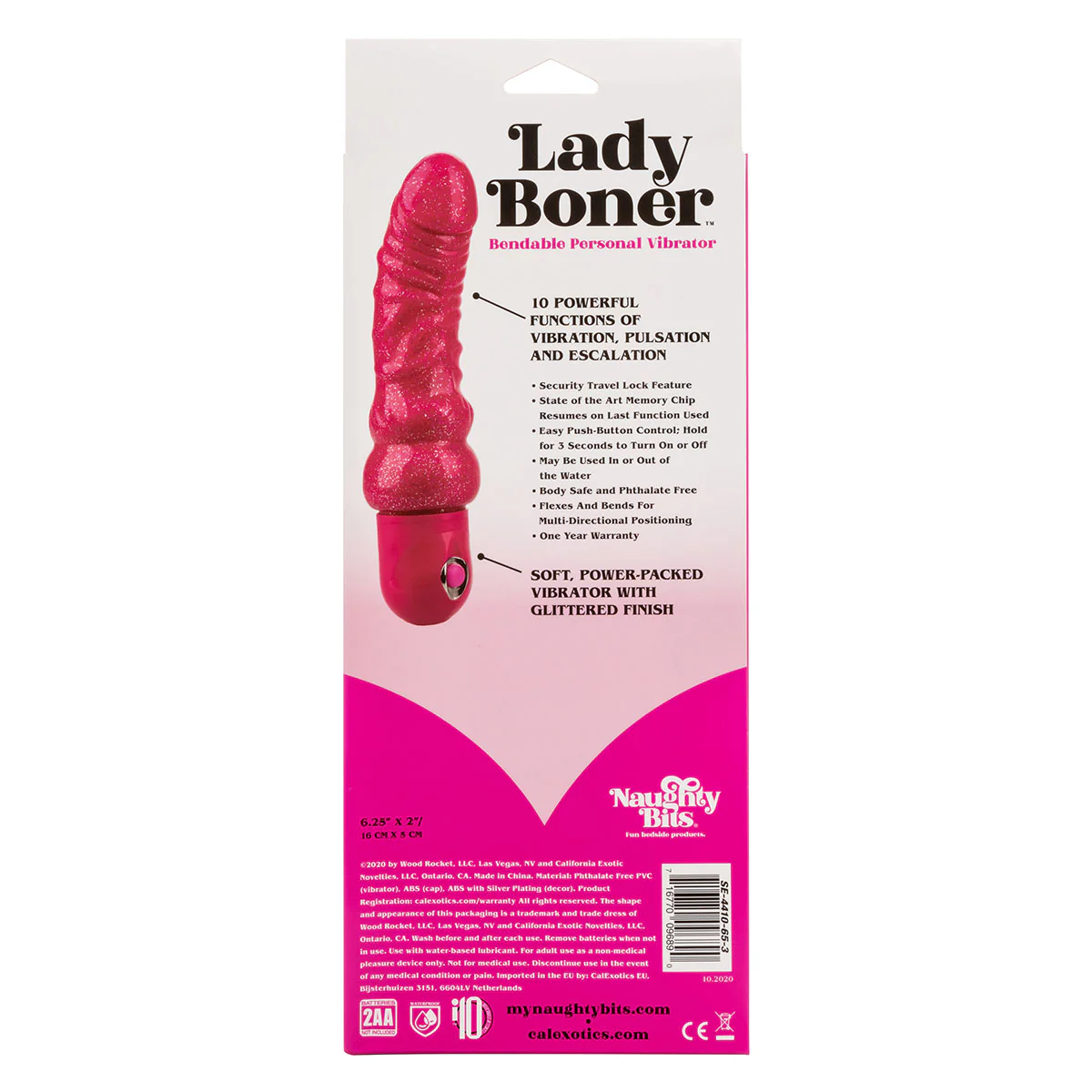 CalExotics Naughty Bits - Lady Boner - Bendable Vibrating Dildo