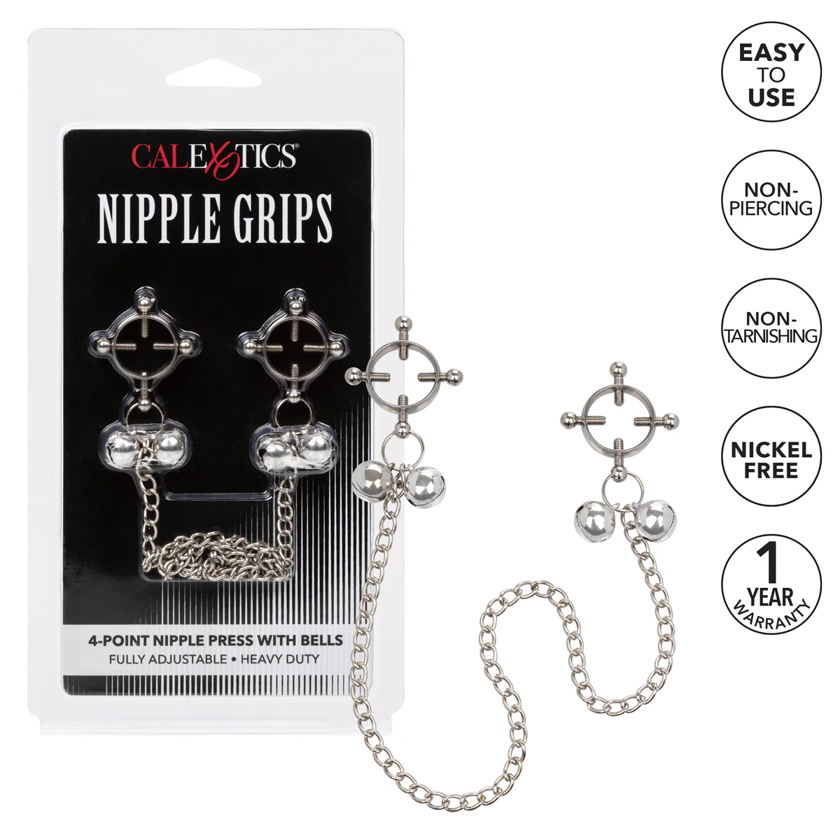 CalExotics Nipple Grips – 4-Point Nipple Press with Bells