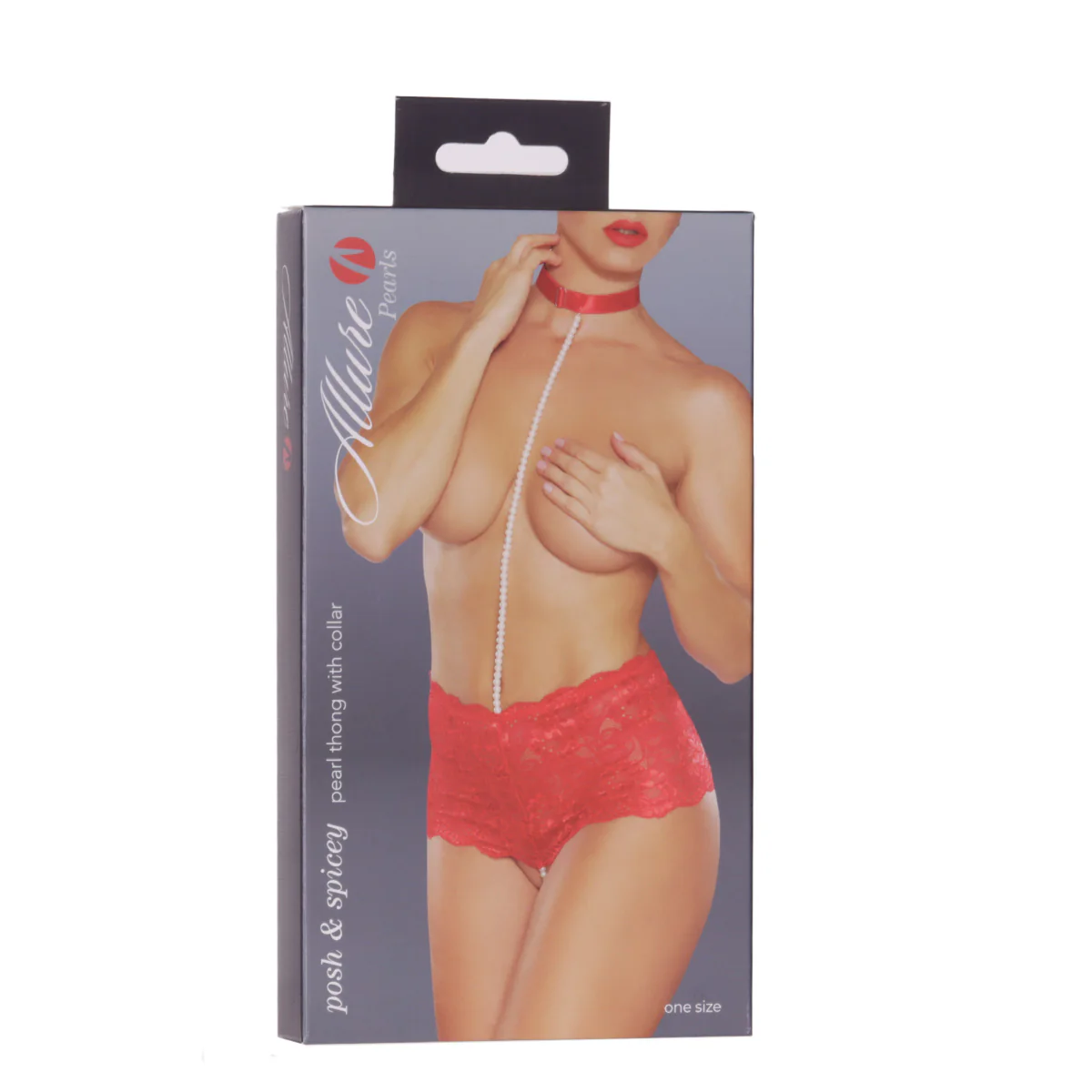 Allure Posh & Spicy Pearl Thong with Halter Neck – Red – One Size Fits Most