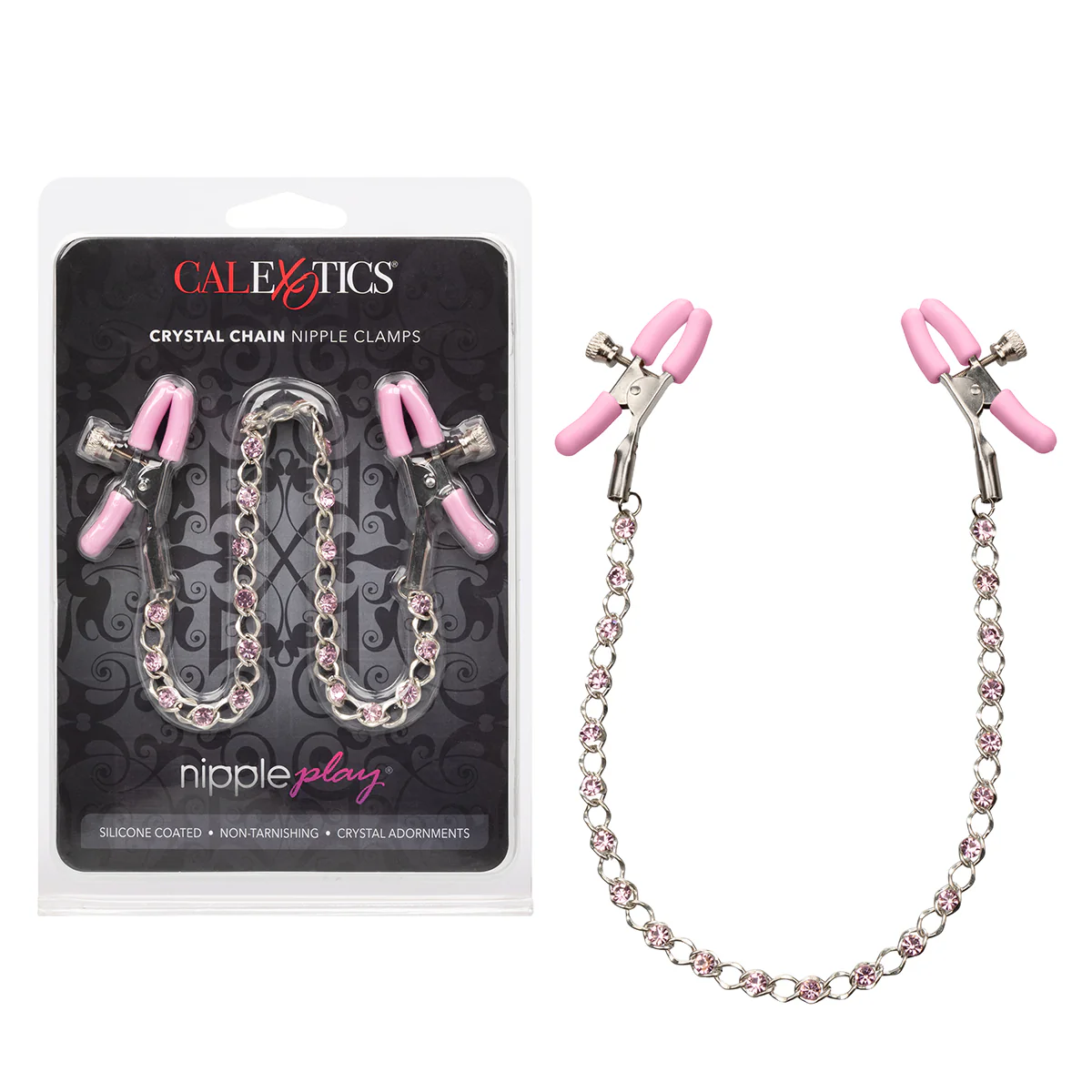 Calexotics - Nipple Play Crystal Chain Clamps - Pink