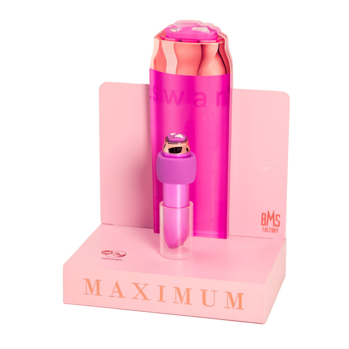 Swan®- Maximum - Bullet Vibrator & Silicone Comfy Cuff Display Stand with Tester