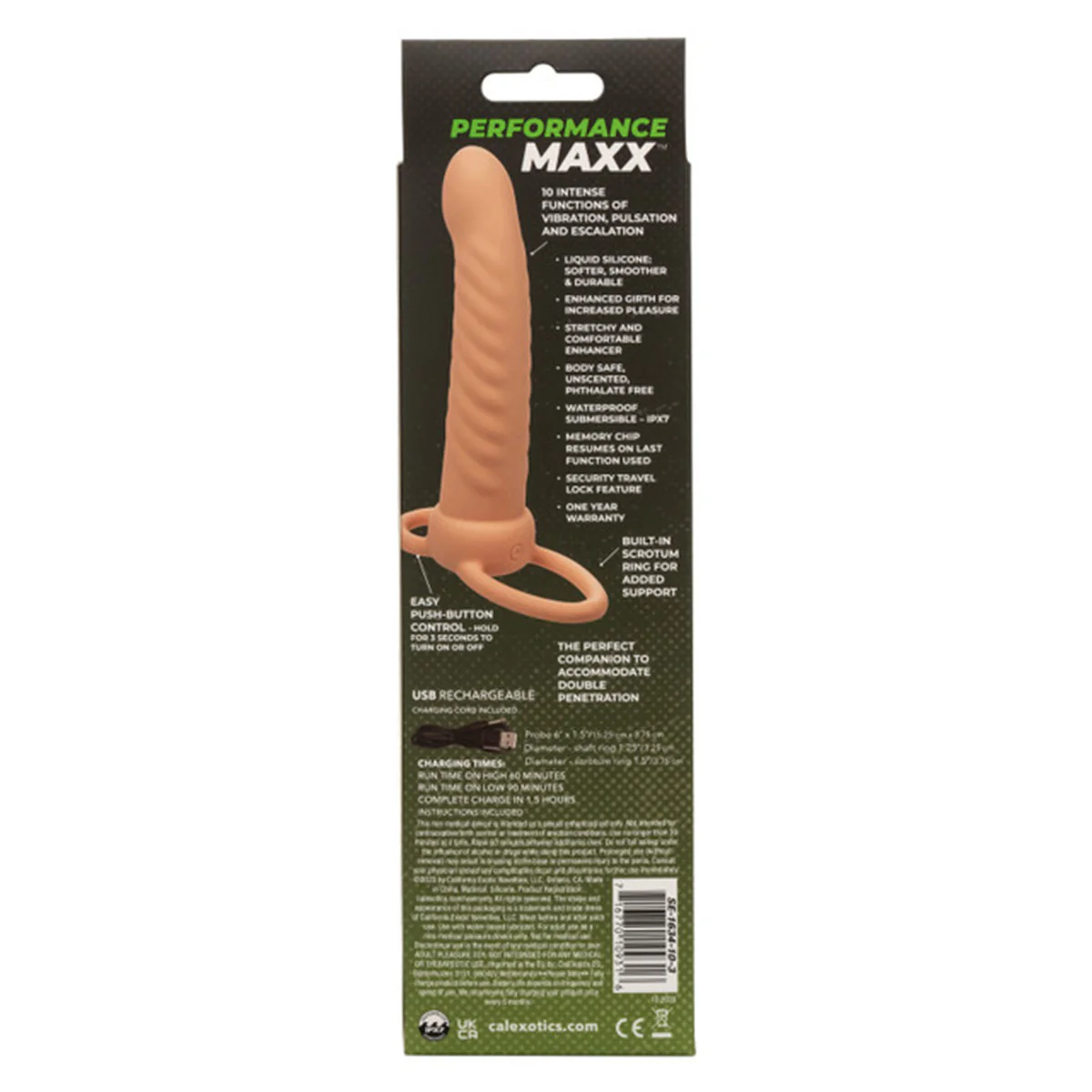 CaleXOtics Performance Maxx Rechargeable Ribbed Dual Penetrator
