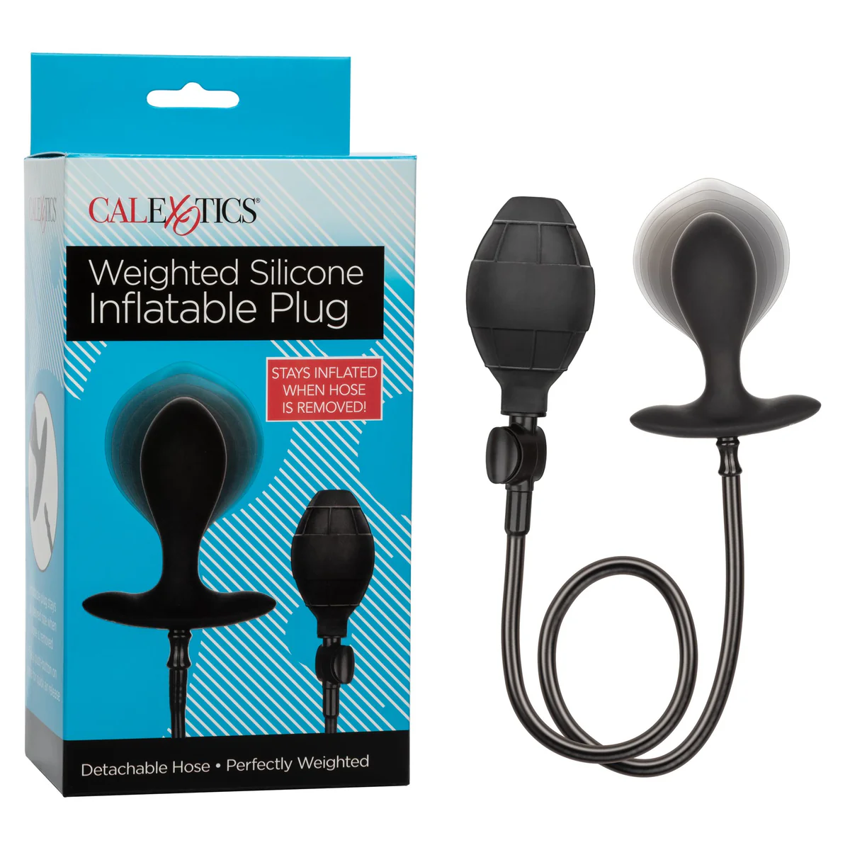 CalExotics Weighted Silicone Inflatable Plug - Black