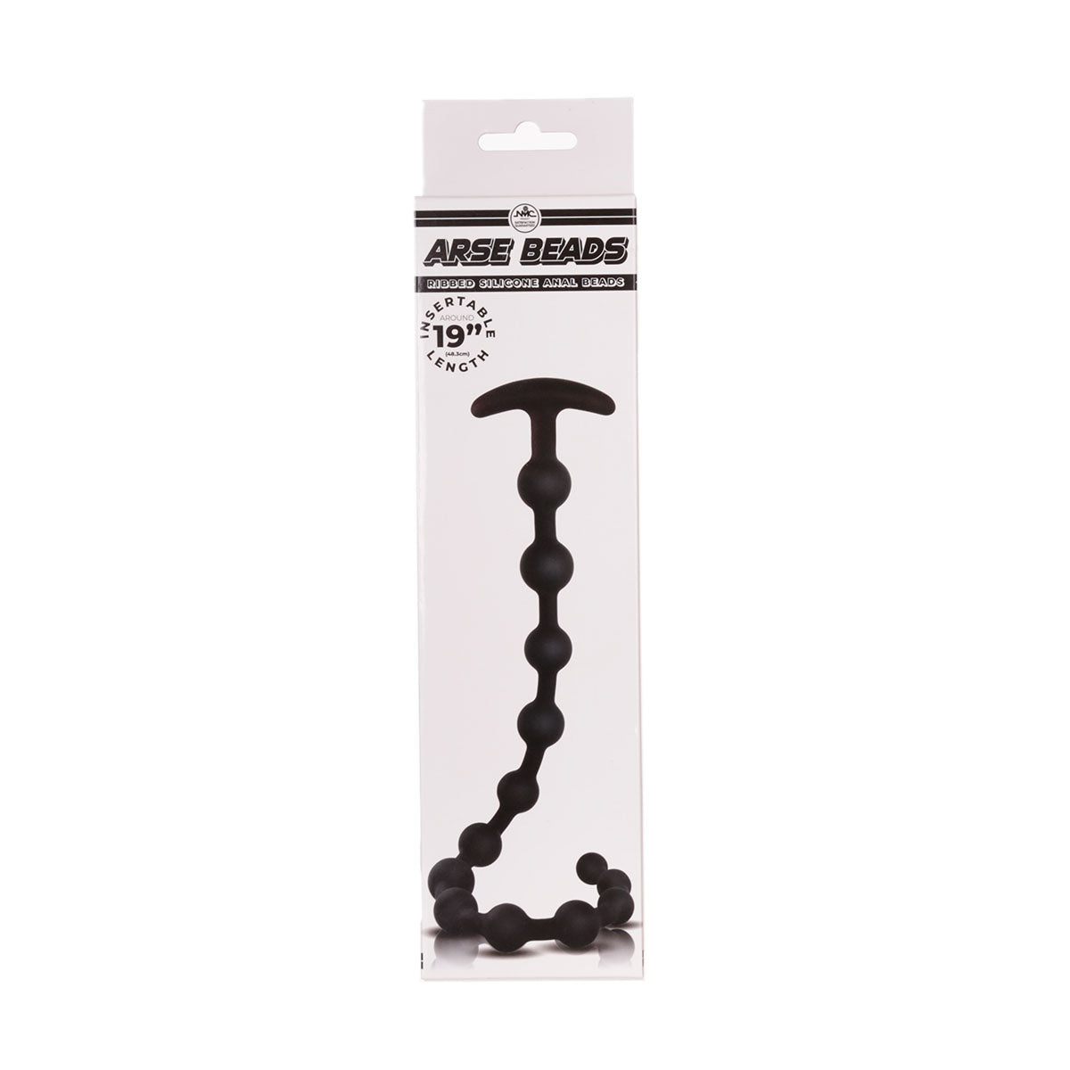 Arse Beads 19” Ribbed Silicone Anal Beads - Black