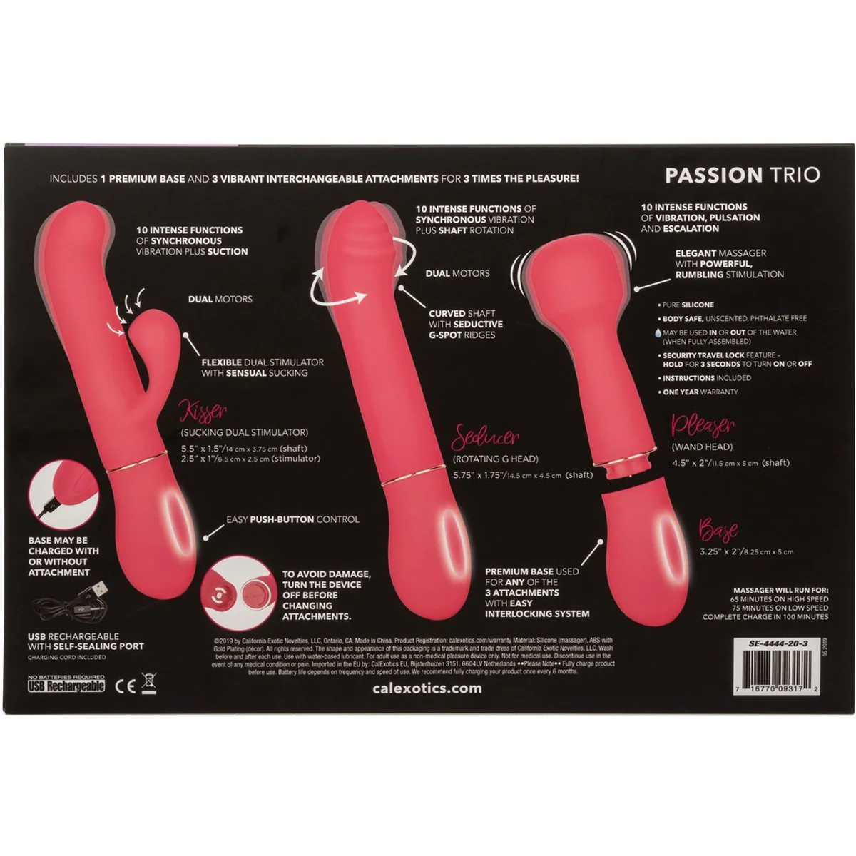 CalExotics In Touch Passion Trio Kit – Interchangeable Vibrator – Pink