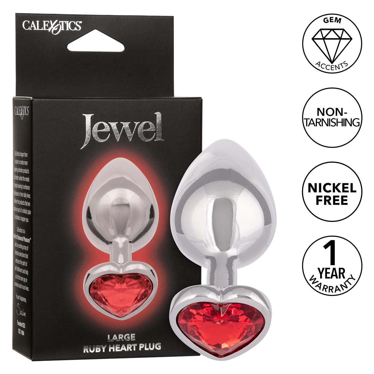 CaleXOtics Jewel Large Ruby Heart Plug - Ruby