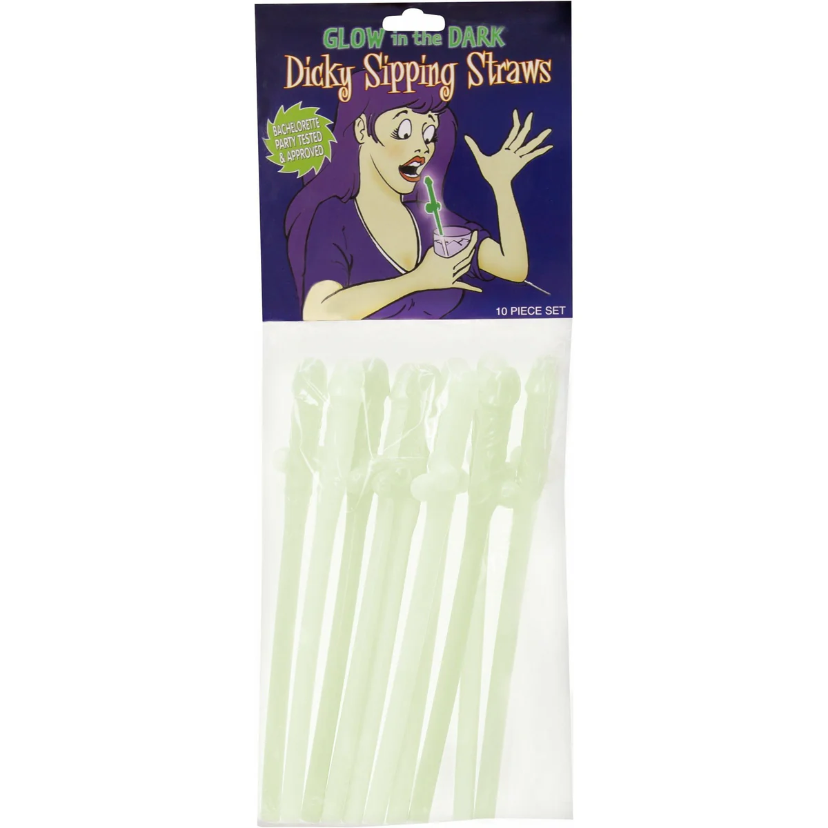 TYTF Glow In The Dark Pecker Drink Straws - 10pc Set