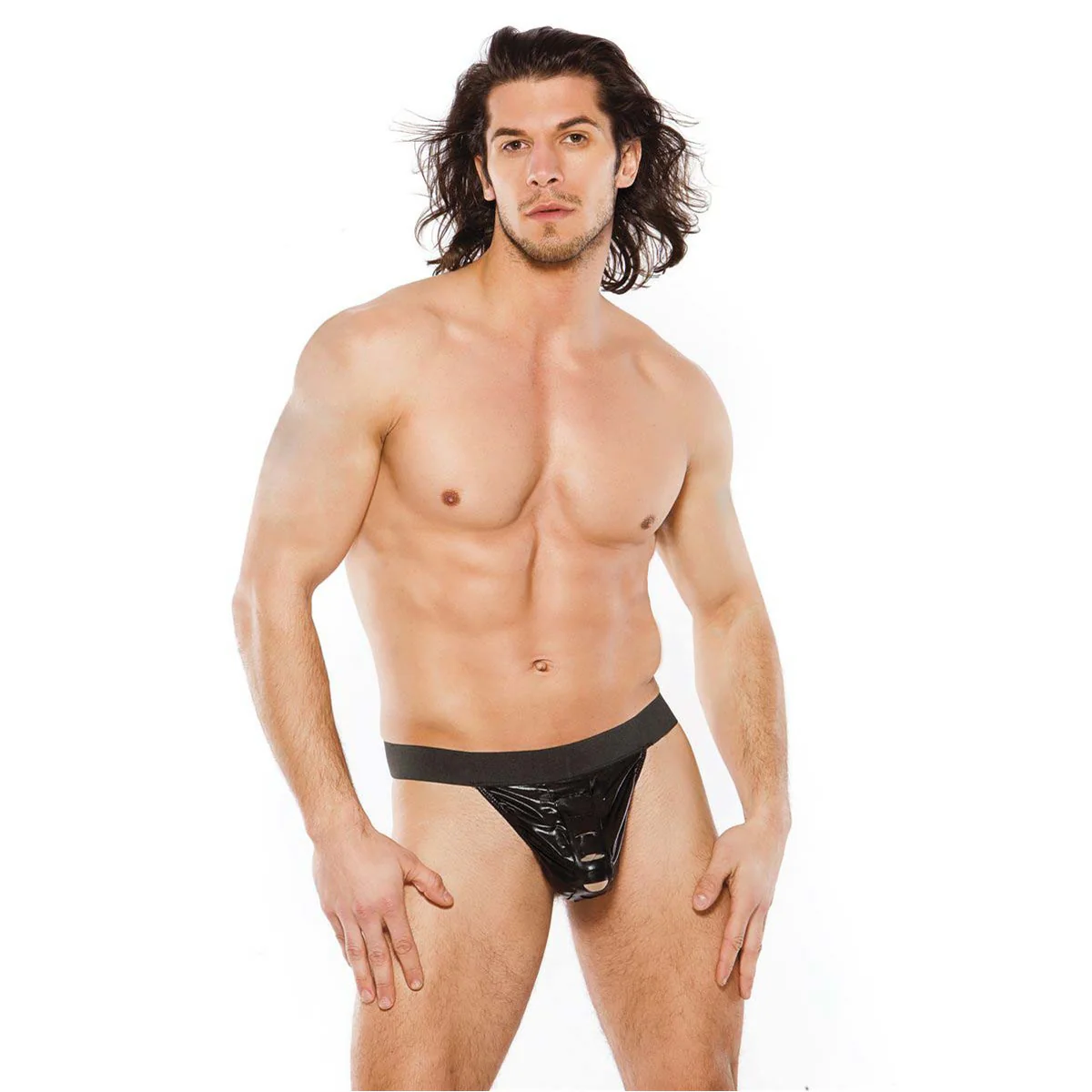 Allure Zeus - Wet Look Thong - Black - O/S
