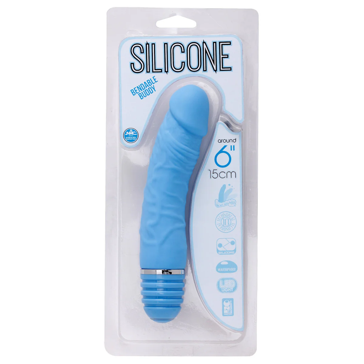 NMC 6" Silicone Bendable Buddy Vibrator - Blue