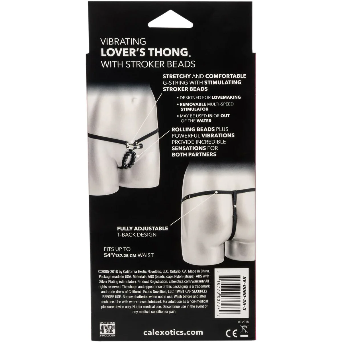 CalExotics Vibrating Lovers Thong With Stroker Beads