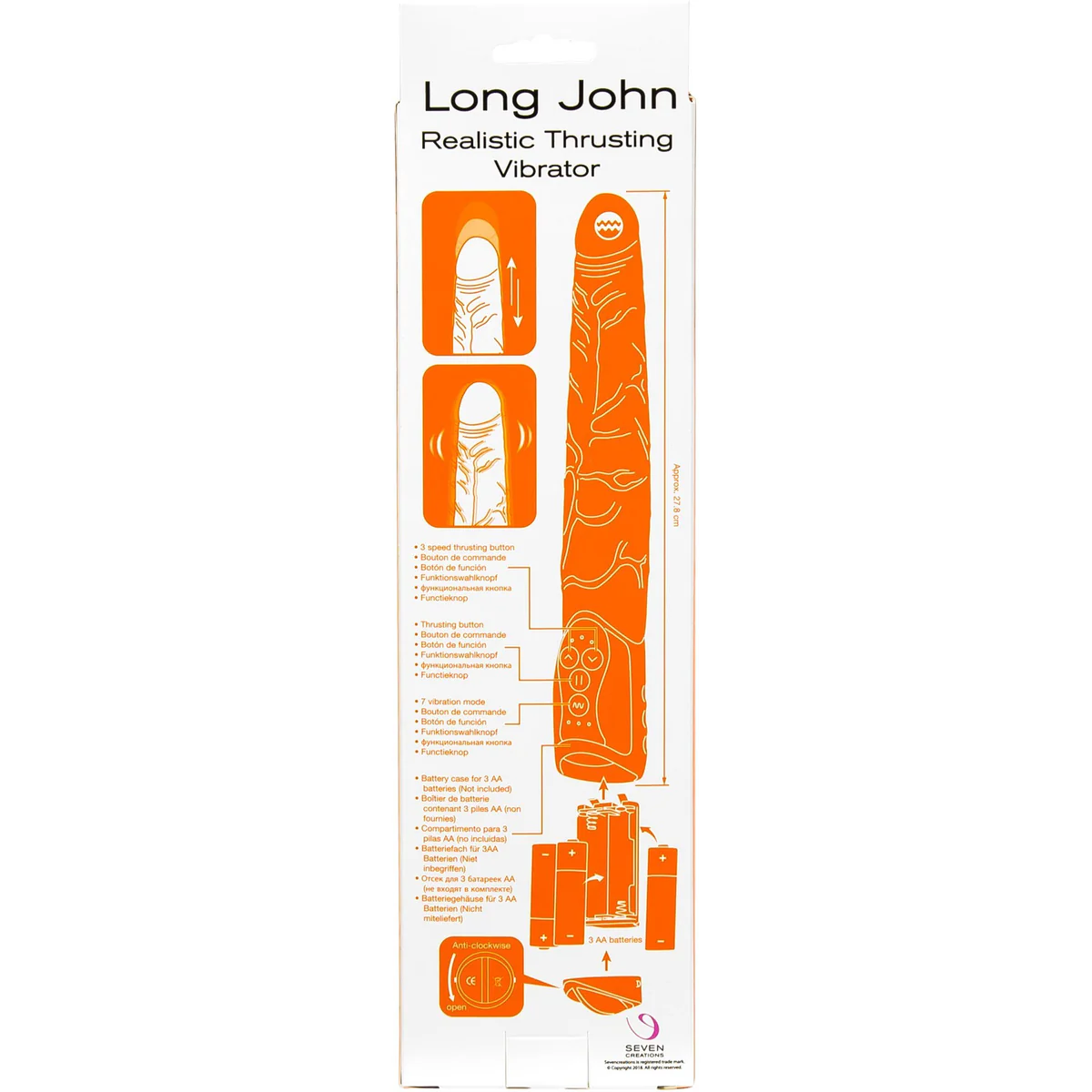 Seven Creations Long John Thrusting Vibrator - 11" - Beige