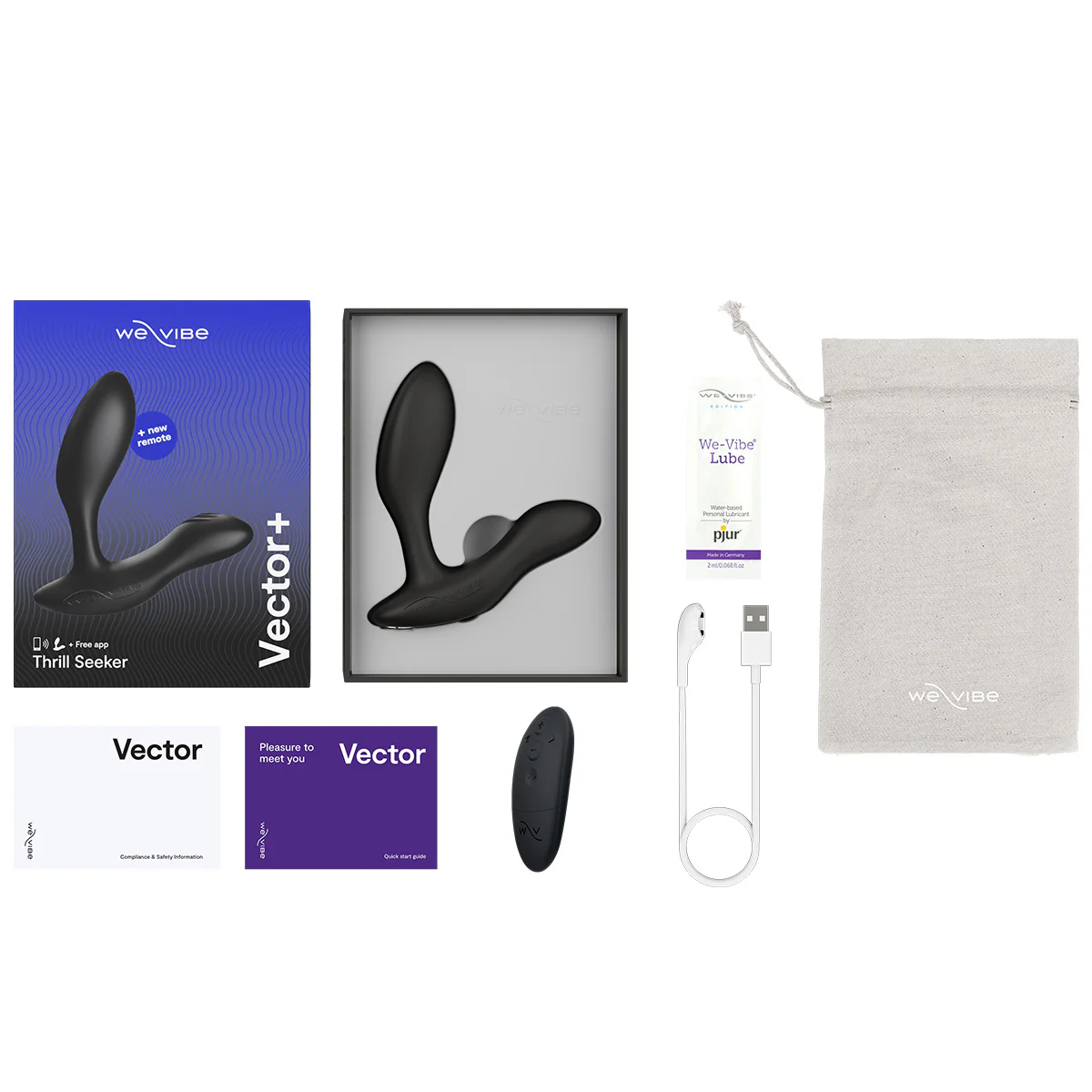 We-Vibe Vector+ - Vibrating Prostate Massager – Charcoal Black