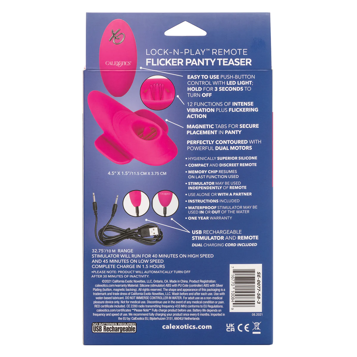 Calexotics - Lock-N-Play Remote Flicker Panty Teaser – Pink