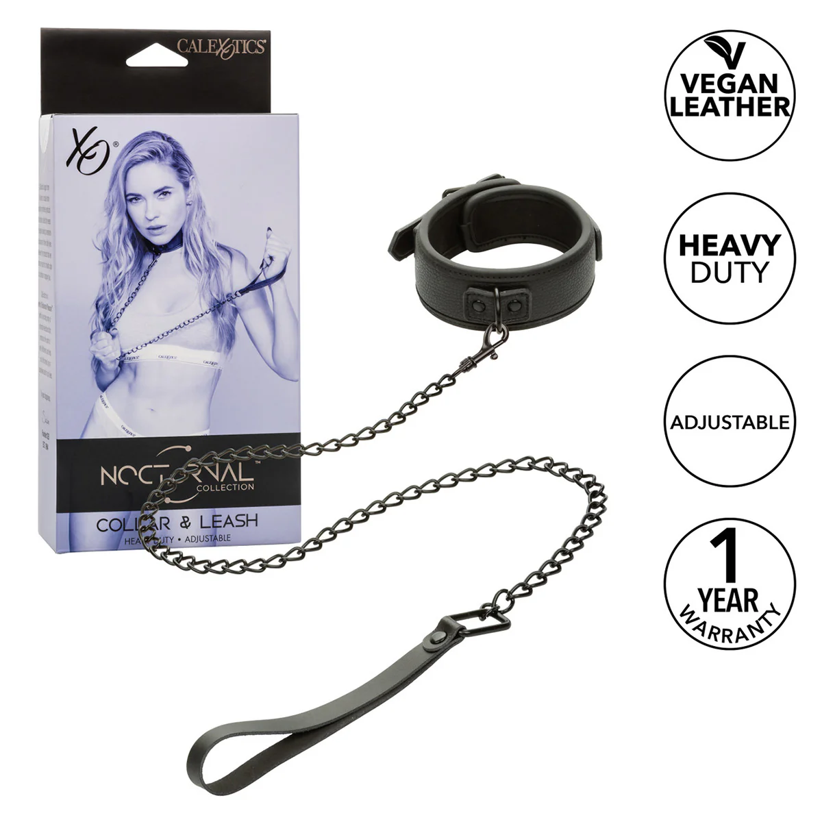 CaleXOtics Nocturnal Collection Collar & Leash - Black