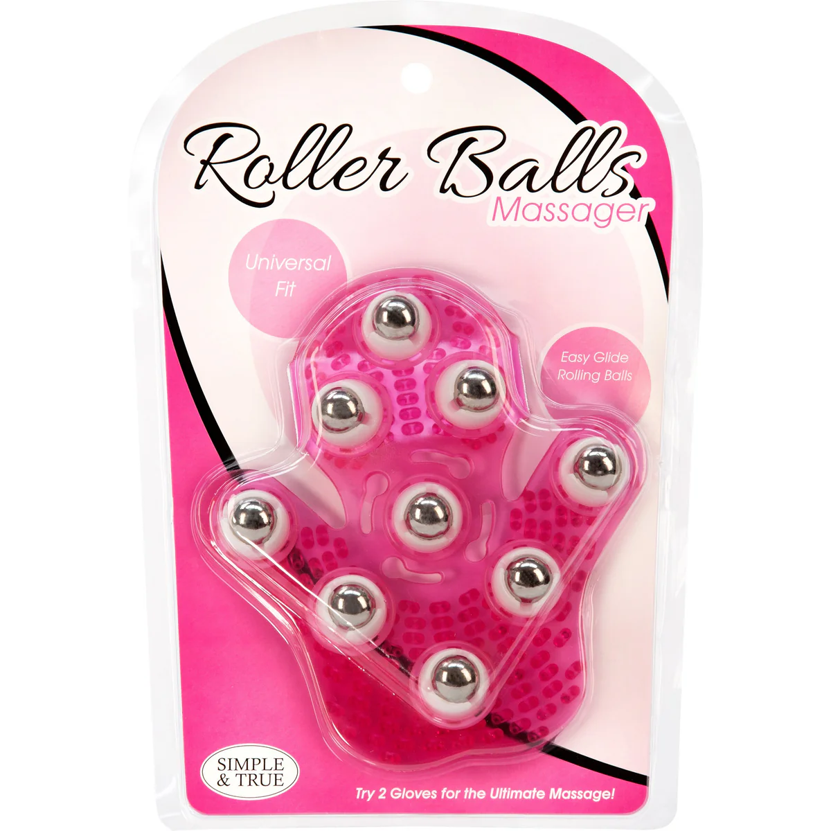 Simple and True Roller Balls Massage Glove - Pink