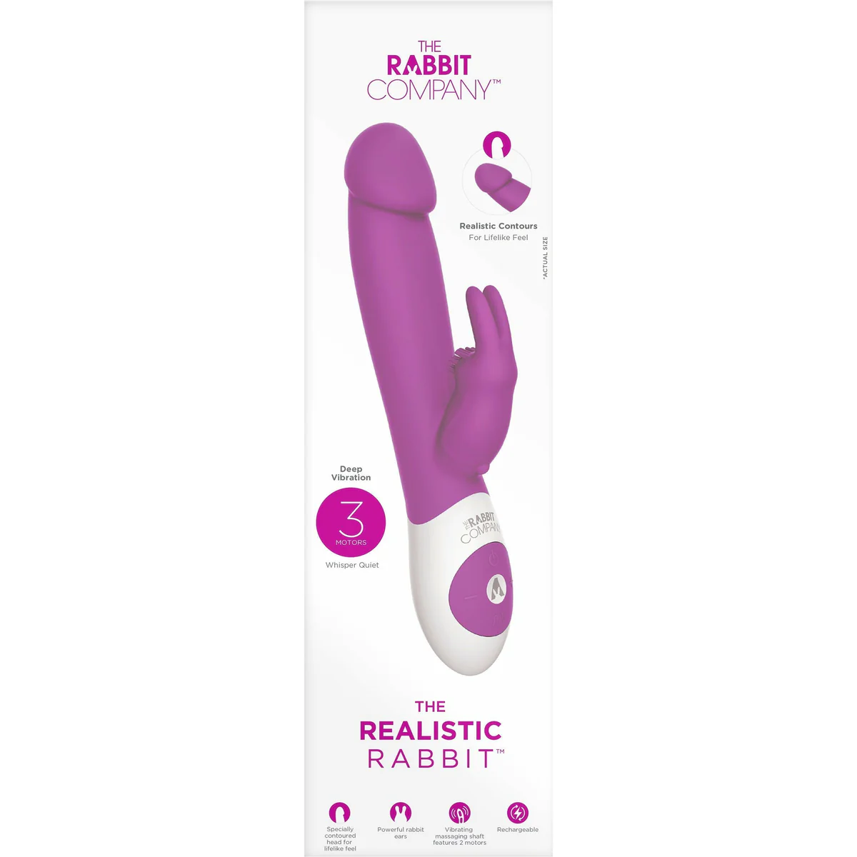 The Rabbit Company Realistic Rabbit Vibrator -  Deep Rose