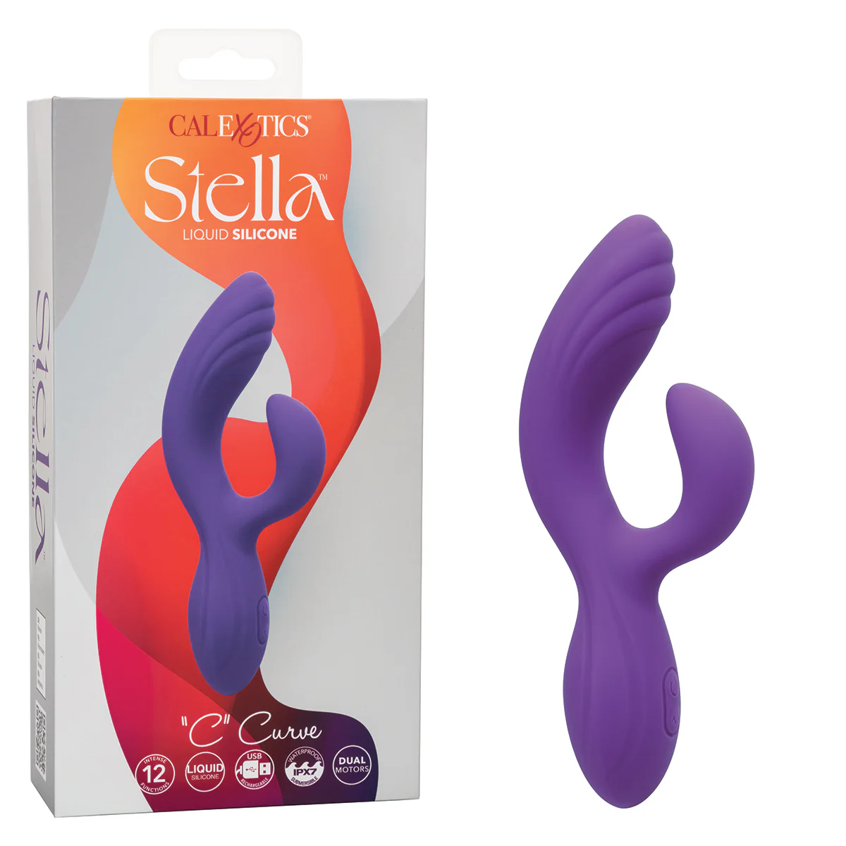 CaleXOtics – Stella – Liquid Silicone - “C” Curve Vibrator - Purple
