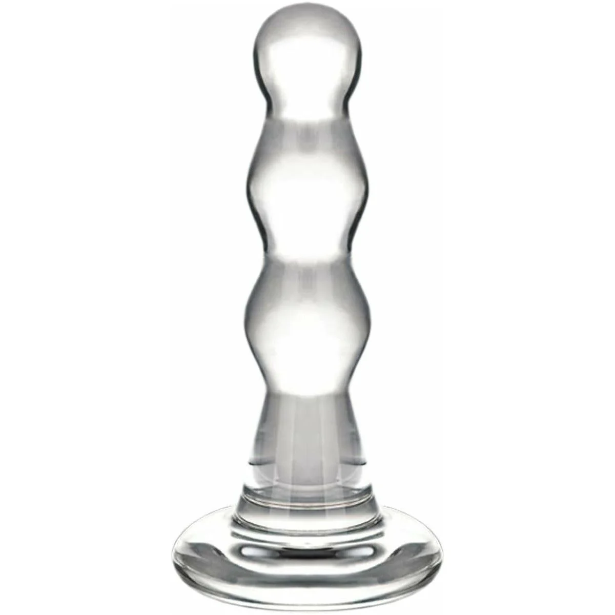 Glas Triple Play Beaded Butt Plug - Clear