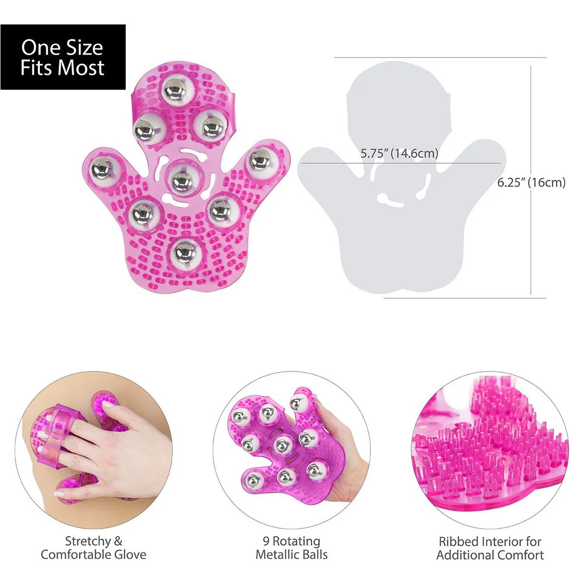 Simple and True Roller Balls Massage Glove - Pink